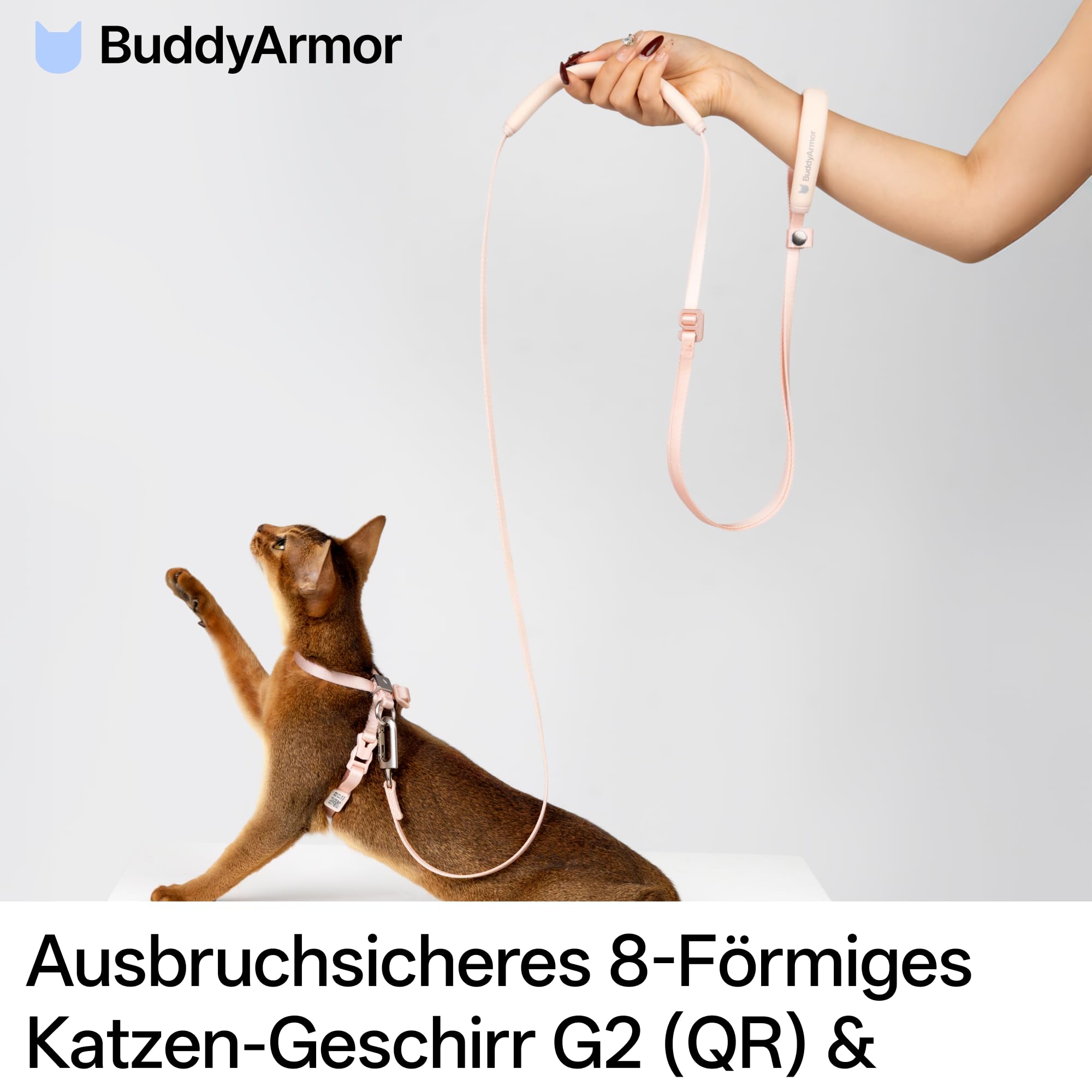 Set di pettorina per gatti a prova di esplosione, 8 forme con guinzaglio, anti-smarrimento, anti-soffocamento, regolabile, con codice QR e maniglie libere, per gatti fino a 10 kg (beige, S)