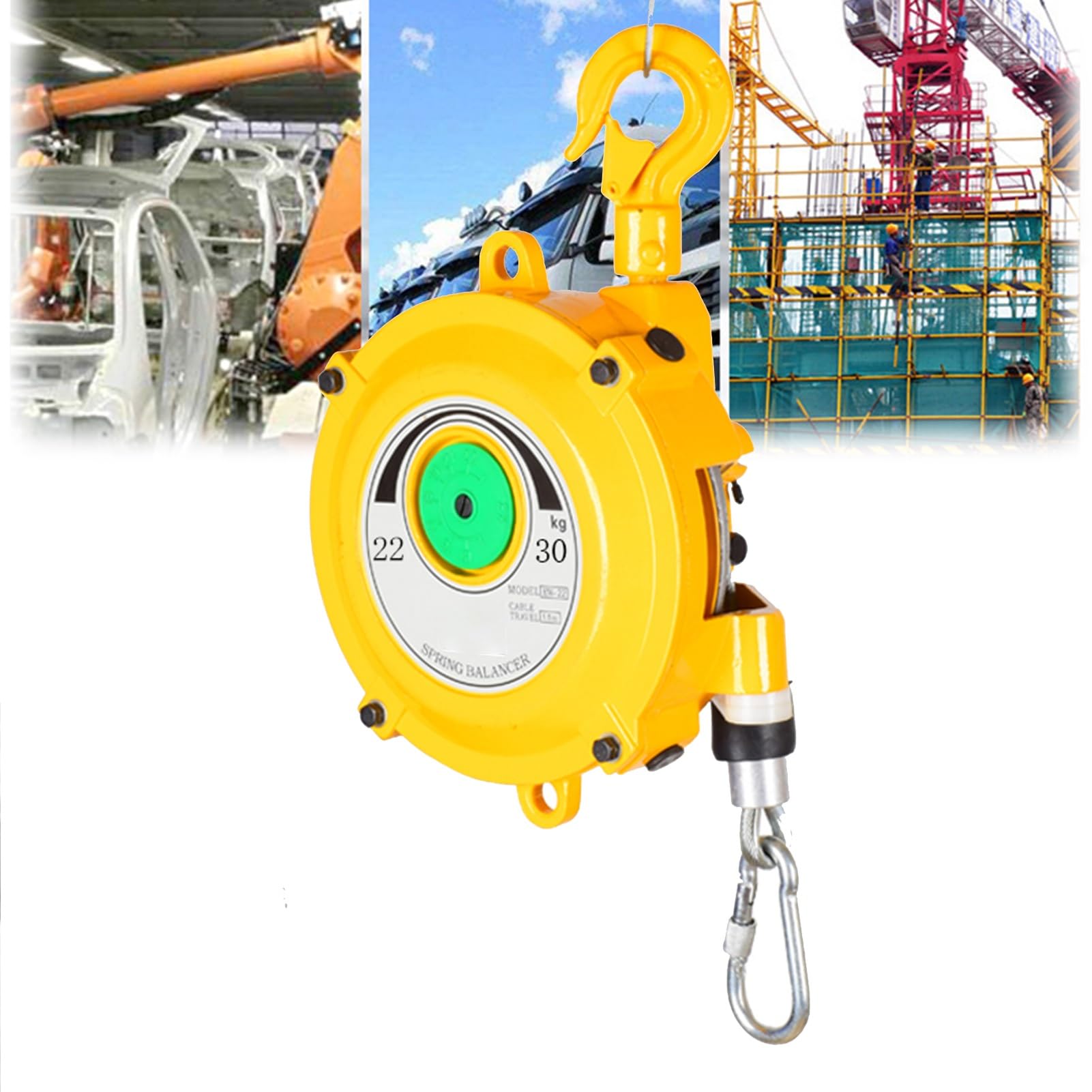 WEKONUMEX Retractable Spring Balancer, Spring Balancer Retractable 1.5m Self Locking For Assembly Lines Multiple Load Capacities 1-60kg(22-30kg)