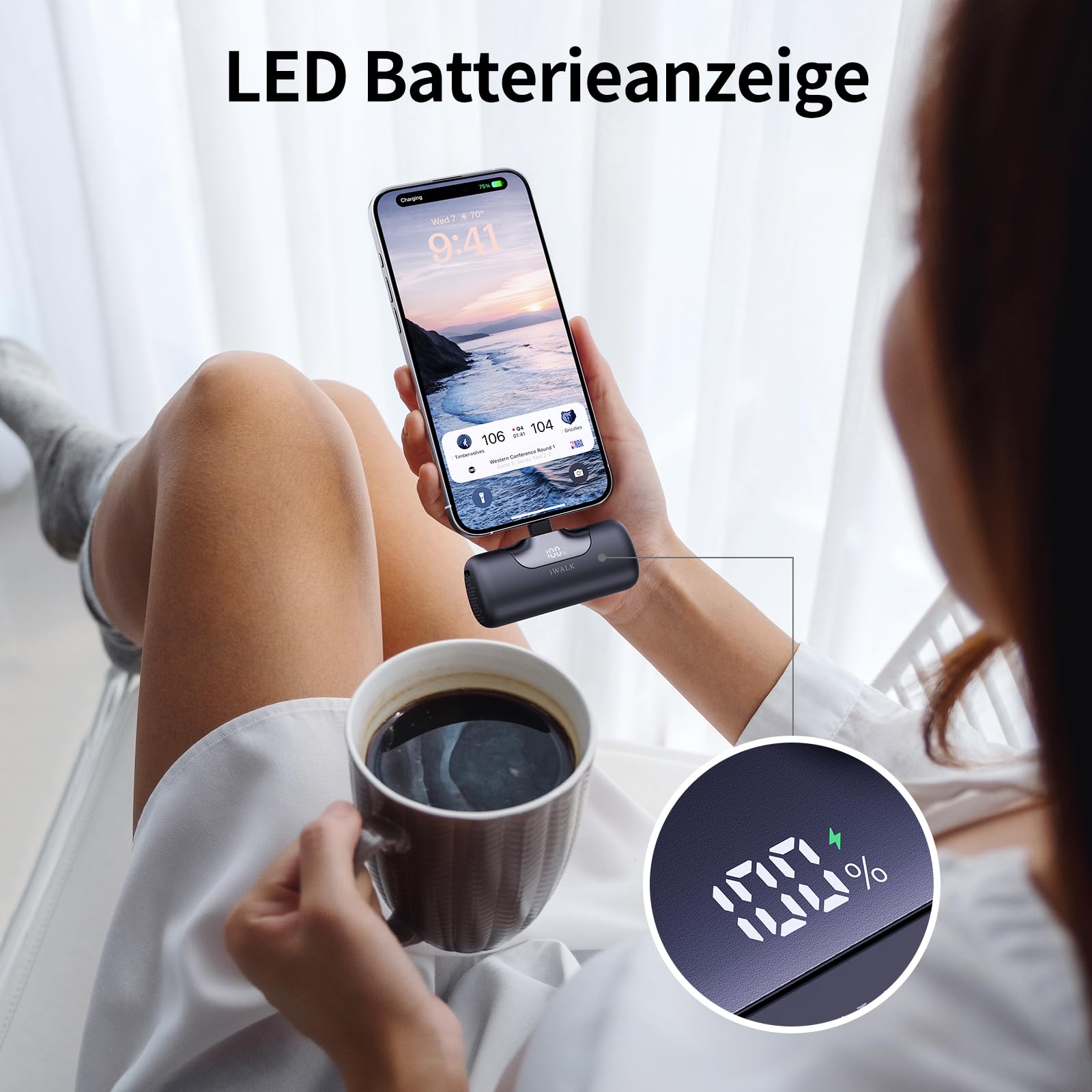 iWALK Powerbank 5500mAh Mini USB C Power Bank 22.5W Fast Charging Powerbank Klein Leicht Kompakte Externe Handyakkus für iPhone 17/16/15 17 Pro Max iPad, Samsung Galaxy S24/S25, Android Handy