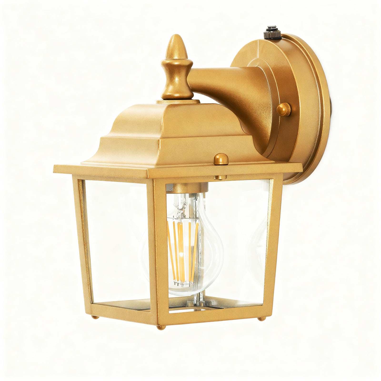 HUtzpah Gold Aluminium IP65 Wall Lamp, Dusk Sensor, E27 Base, Single Pack