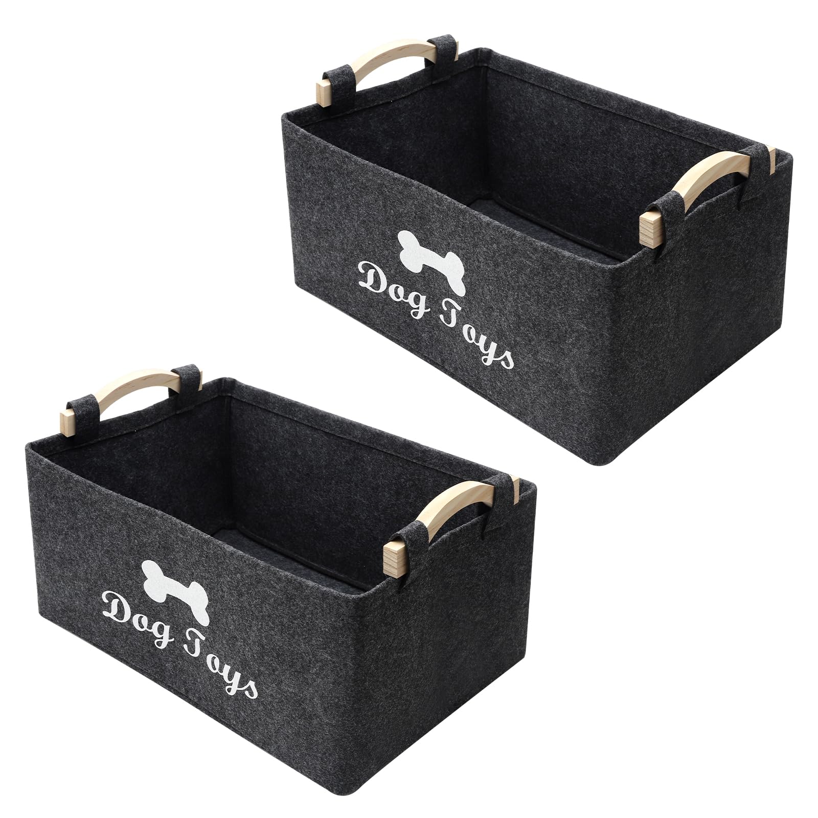 APOMOONS 2 Cestas de Fieltro Grises con Asa Plegables para Guardar Juguetes de Perro Cestas Organizadoras de Fieltro para Guardar Snacks Cosas Pequeñas Ropa Sucia