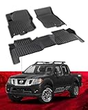 All Weather Car Floor Mats for Nissan Frontier Crew Cab: 2008-2021 4Door Anti-Slip Automotive Floor Liners, Front & Rear Row Set for Frontier Mid-Size Pickup Truck Accessories