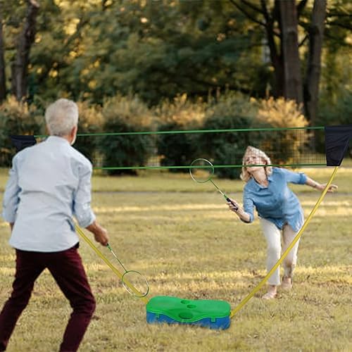 Miniatura 5 de FBSPORT Juego de red de bádminton portátil con base de almacenamiento, red de bádminton plegable de voleibol con 2 raquetas de bádminton, 2 cintas
