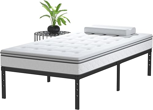 Miniatura 87 de Marco de cama tamaño King no necesita somier, plataforma de cama King resistente de 8 pulgadas, soporta hasta 3000 libras, fácil montaje, sin ruido,