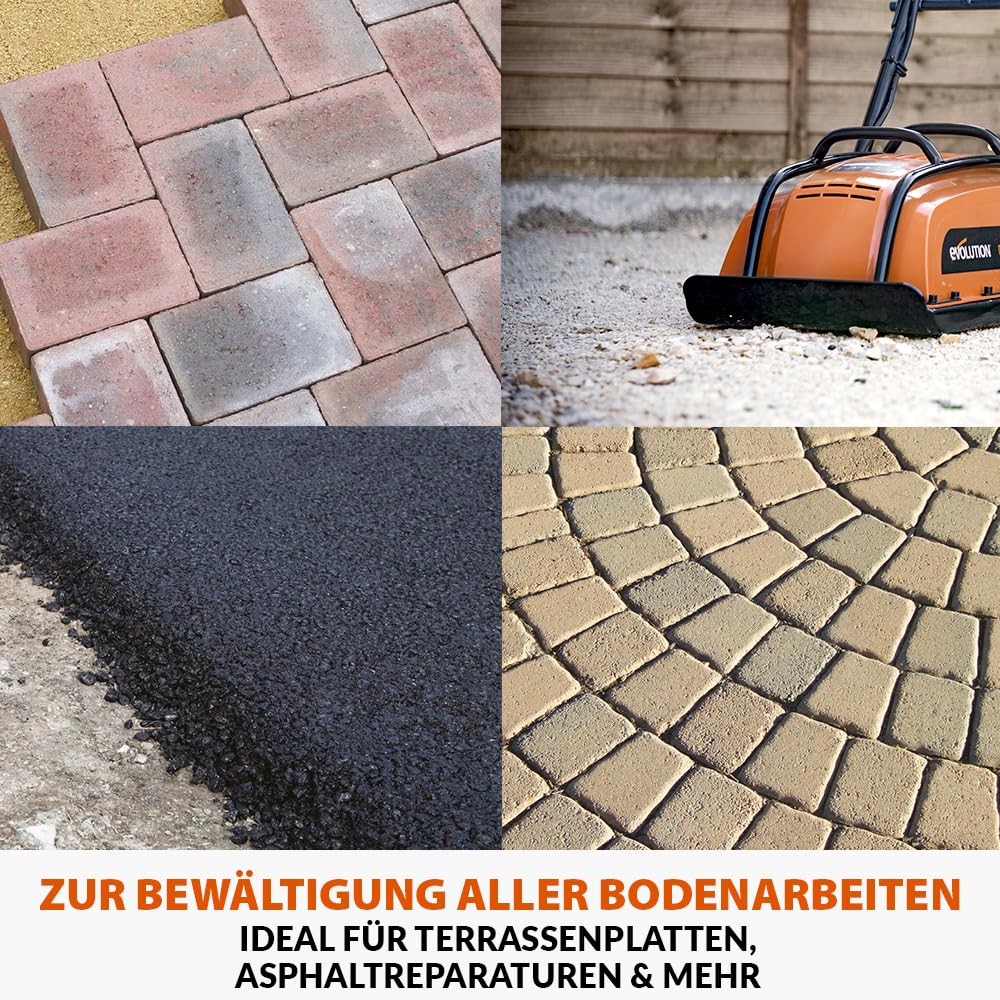 Evolution Power Tools H320-E Hulk Elektro Elektrisch Vibrationsstampfer, Rüttler, rüttelplatte - Ideal zum Nivellieren von Gehwegen, Vorbereiten von Kunstrasenflächen, Terrassen, Blockarbeiten, Sand