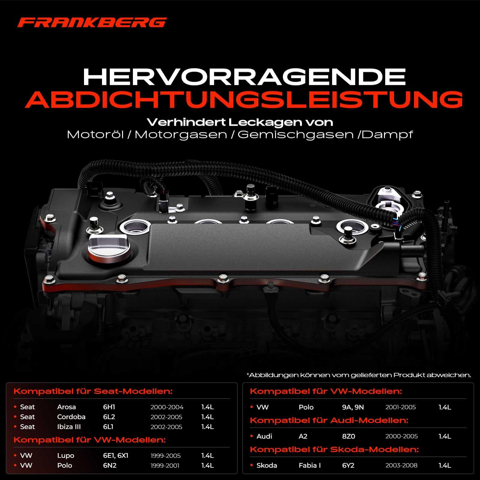 Frankberg Zylinderkopfhaube Diesel Kompatibel mit A2 2000-2005 Cordoba 2002-2005 Ibiza III 2002-2005 Fabia I 2003-2008 Polo 1999-2005 Lupo 1999-2005 Replace# 045103469G