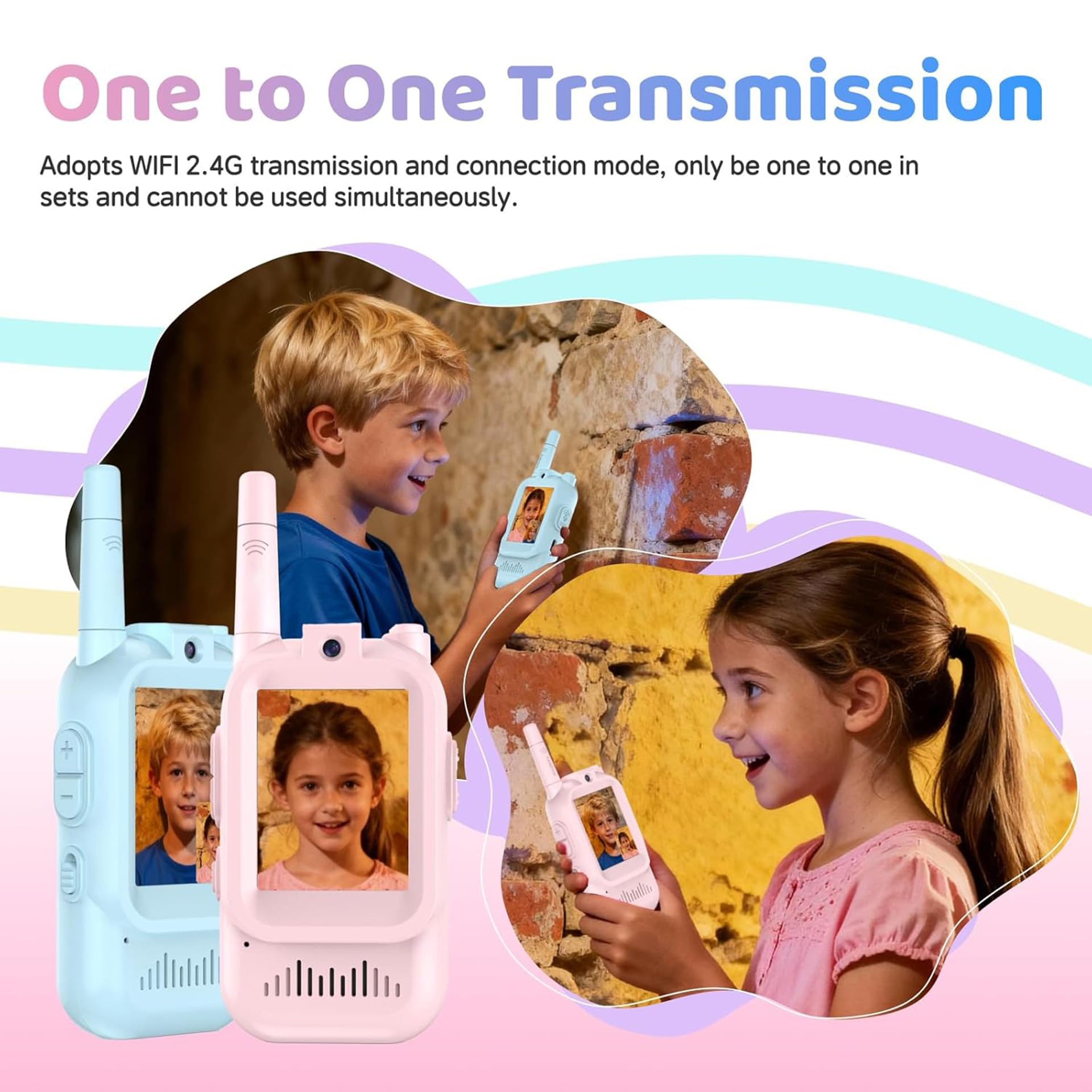 YIHANGG Talkie-walkie pour Enfants avec Vidéo, Lot de 2 Jouets Rechargeables pour Tout-Petits avec Caméra HD et Changeur de Voix,Jouets Cadeaux Longue Portée pour Garçons et Filles de 3 à 8 Ans(Pink)