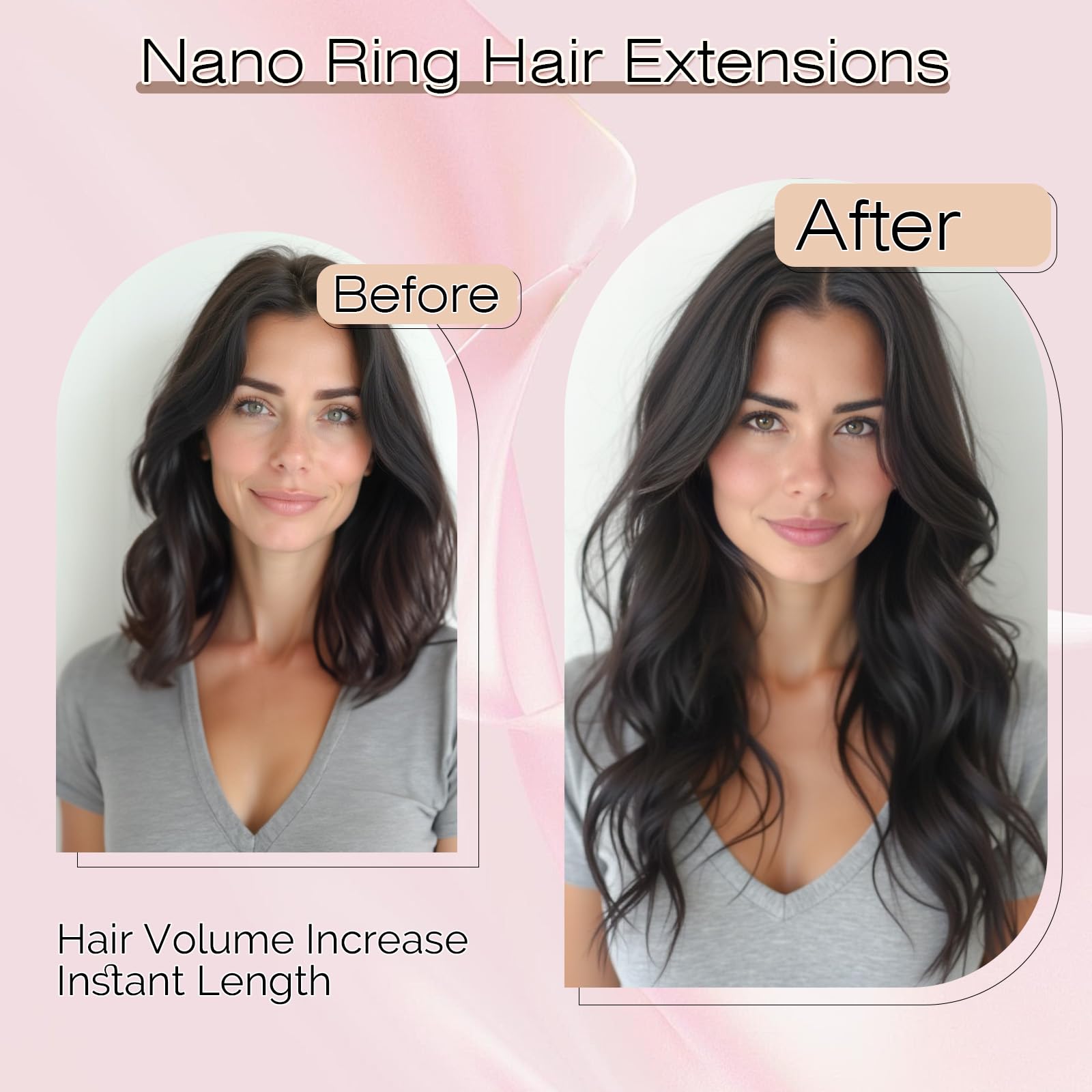 SEGOHAIR Nano Hair Extensions Real Human Hair, 16 inch Jet Black 50g Soft Thick Natural Volume & Length Nano Hair Pieces - Image 4