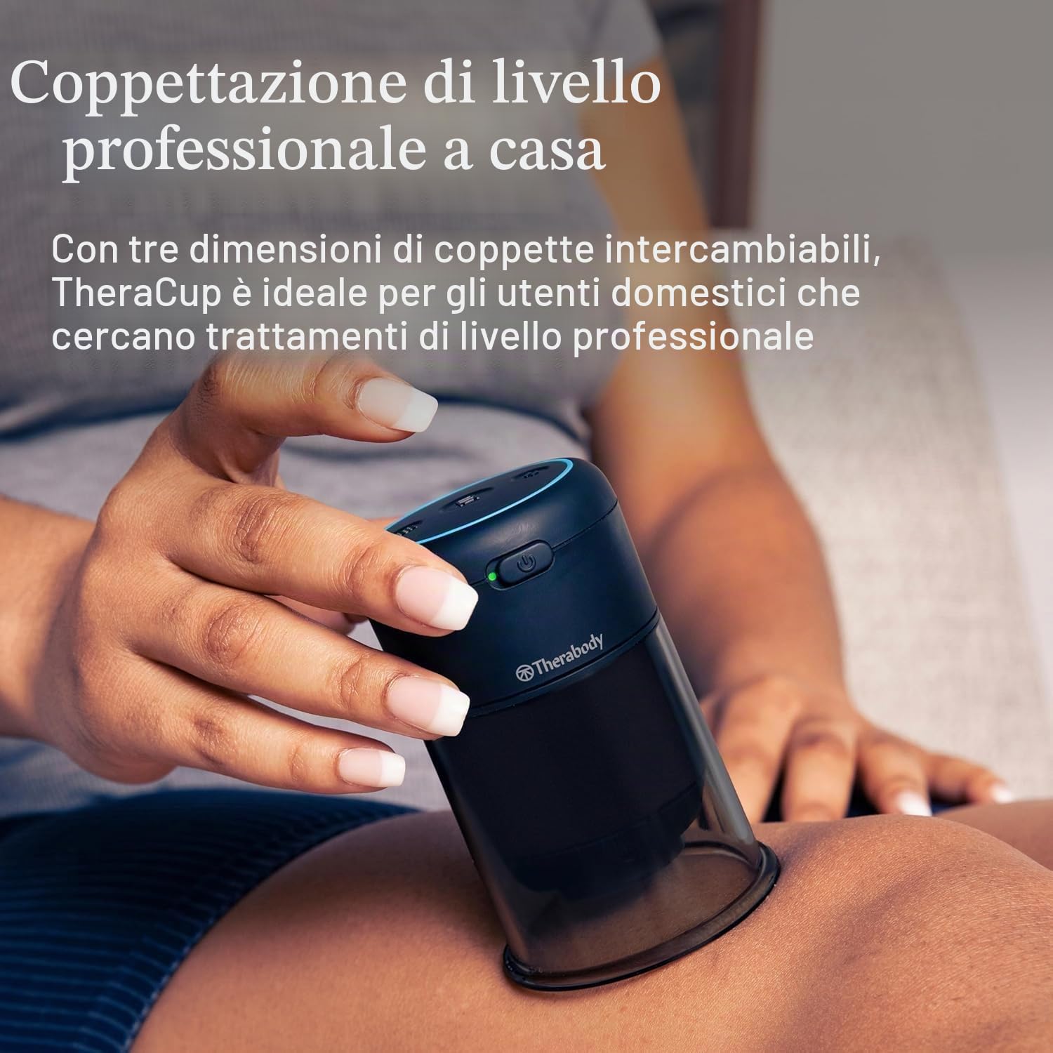 TheraCup - Terapia portatile per massaggio a coppettazione per alleviare la tensione muscolare localizzata e la circolazione sanguigna su schiena, spalle, gambe e corpo, terapia intelligente con