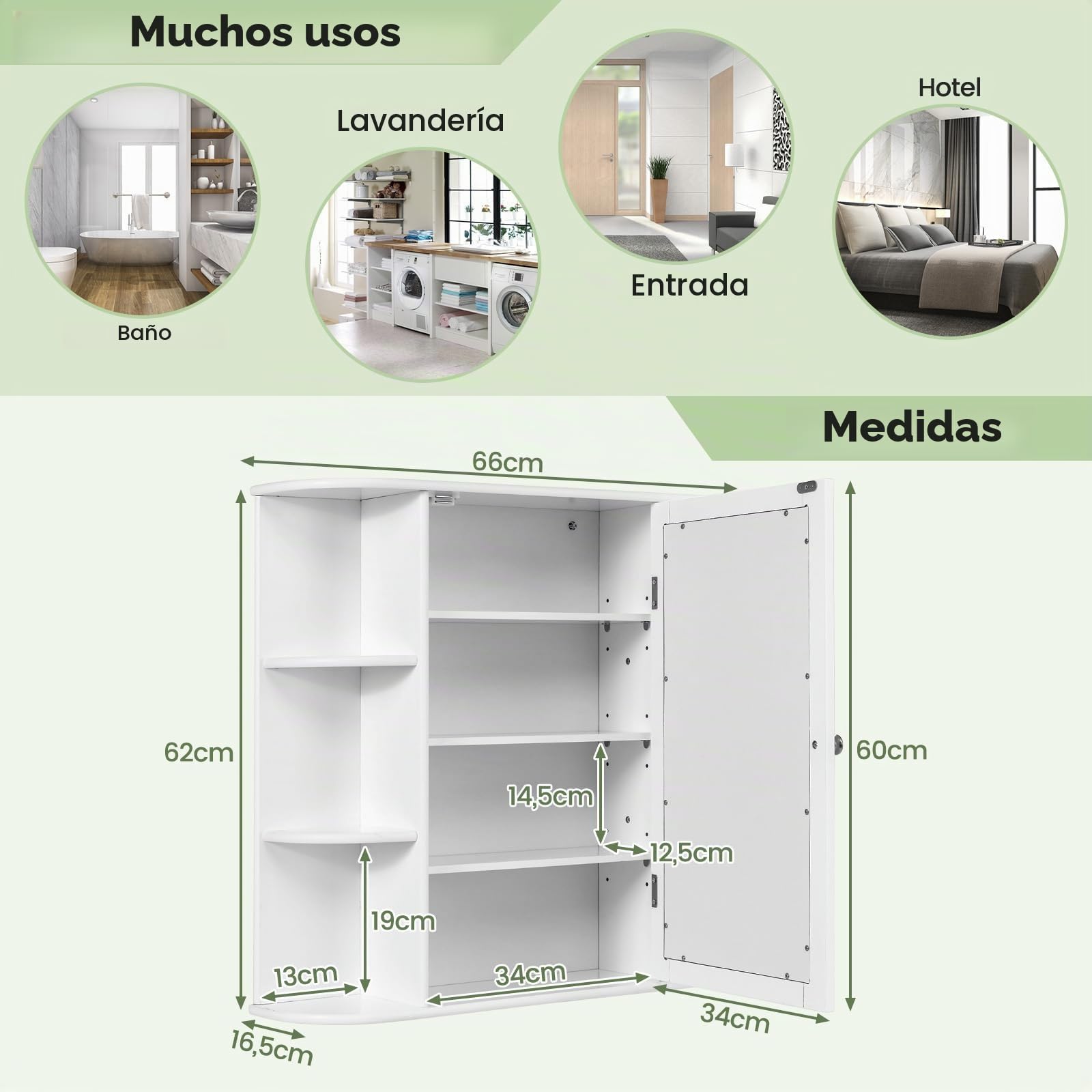 GOPLUS Armario de baño con Espejo y Amplio Espacio