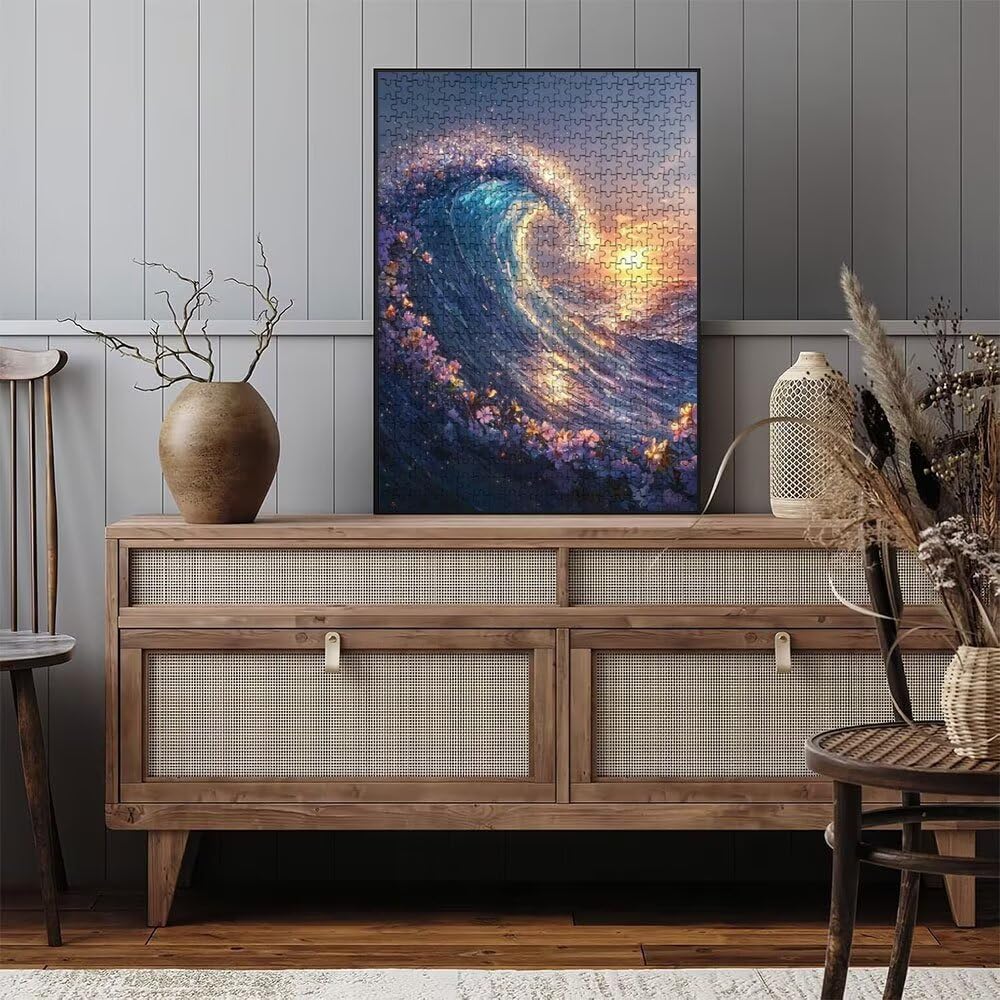 Puzzle 2000 Pezzi, Tramonto Onde 3D Puzzle per Adulti Impegnativo, Educa Puzzles Artistico, Divertente E Stimolante Puzzles Decorativo per La Famiglia, Regalo e Decorazione Pareti DX0YL6-787