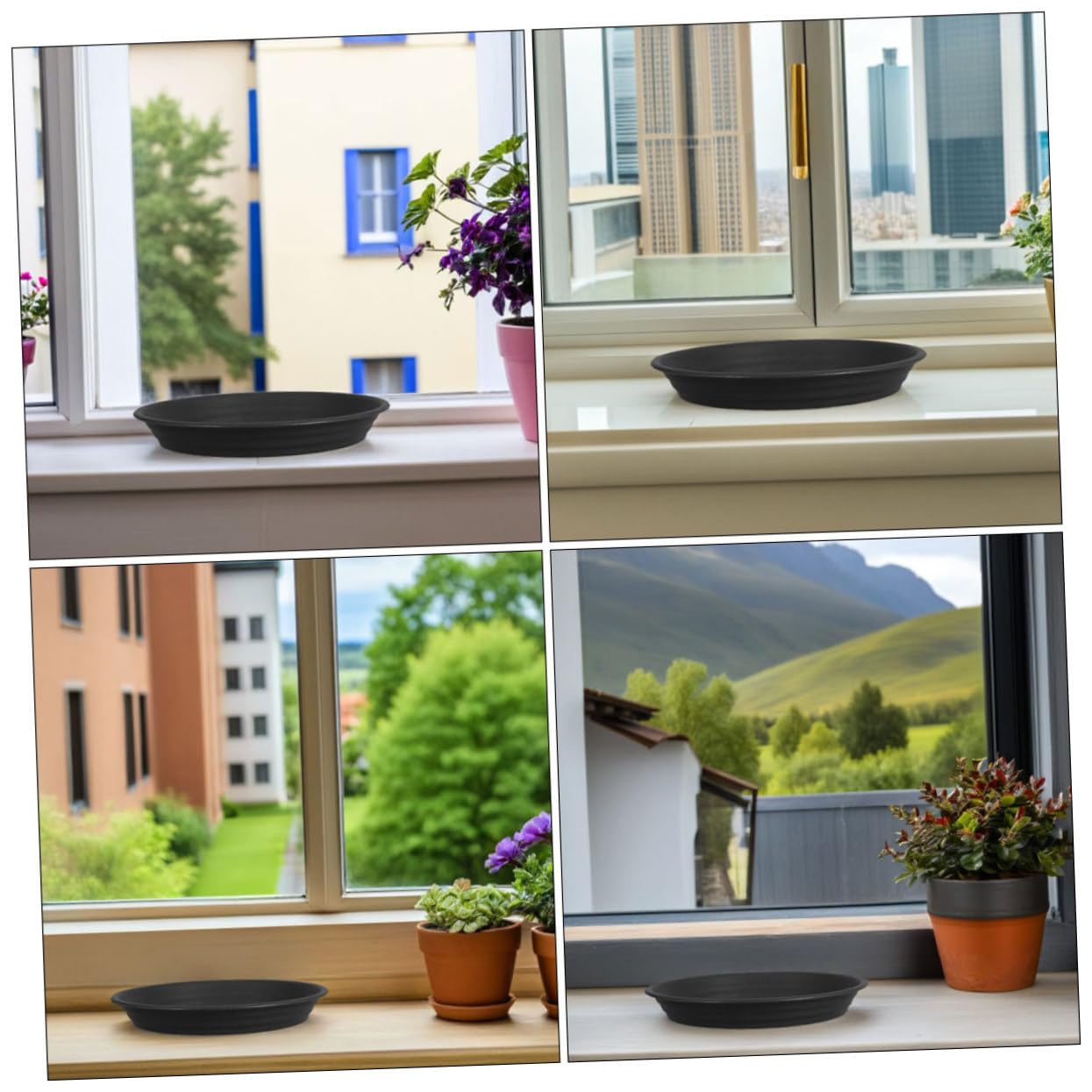 TOYANDONA Runde Untersetzer für Blumentöpfe 5 Stück-Pack Schwarz, Pp