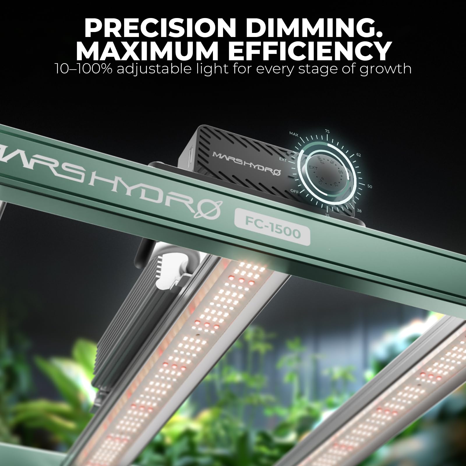 MARS HYDRO FC1500 2026 Neue LED Grow Light 150W, App-steuerbar Vollspektrum Pflanzenlampe, 2.85 µmol/J PPE Dimmbare für Gewächshaus & Indoor Pflanzen Anbau