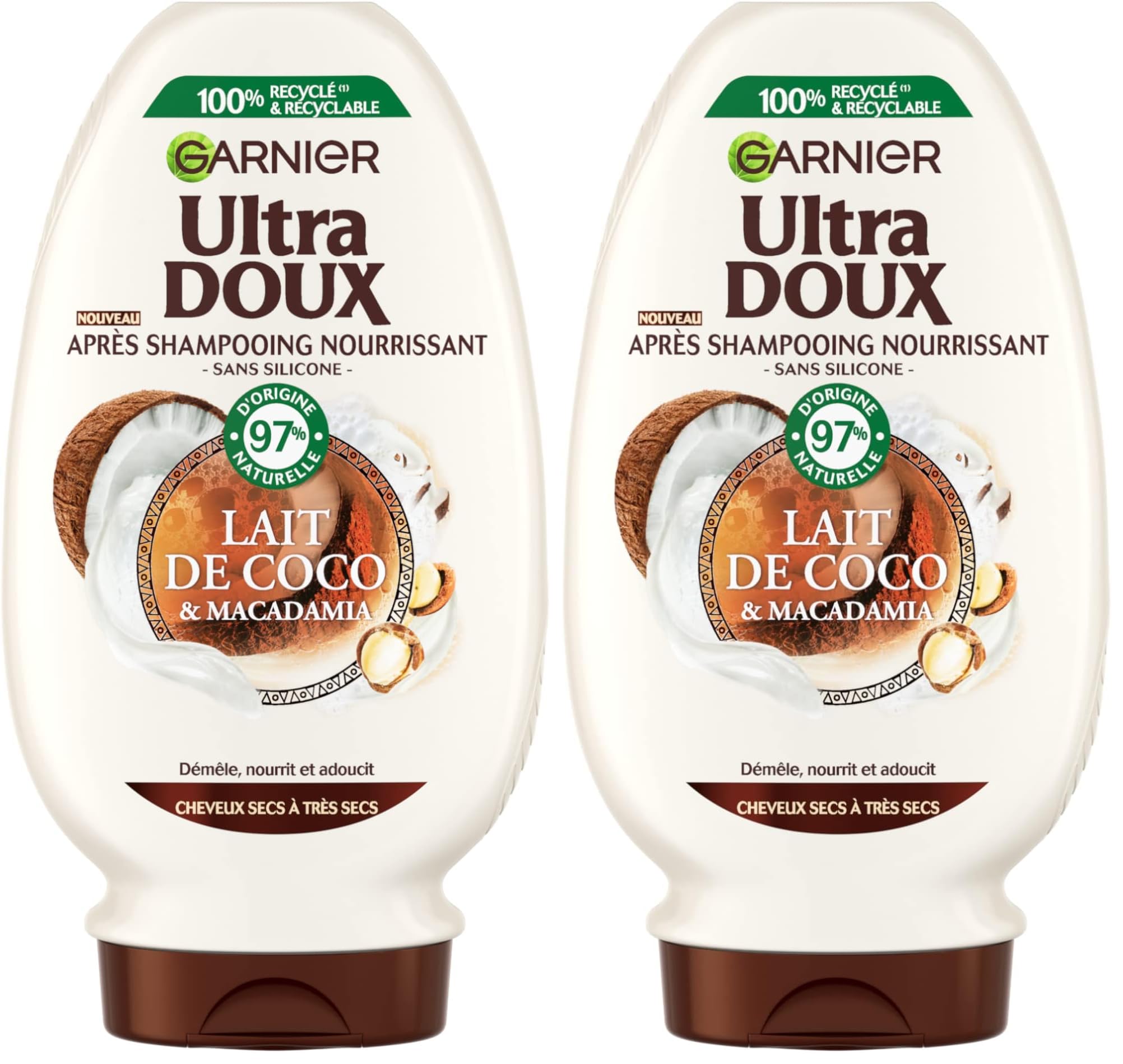 Garnier Ultra Doux Conditioner with Coconut Milk and Macadamia 250 ml (Pack of 2)