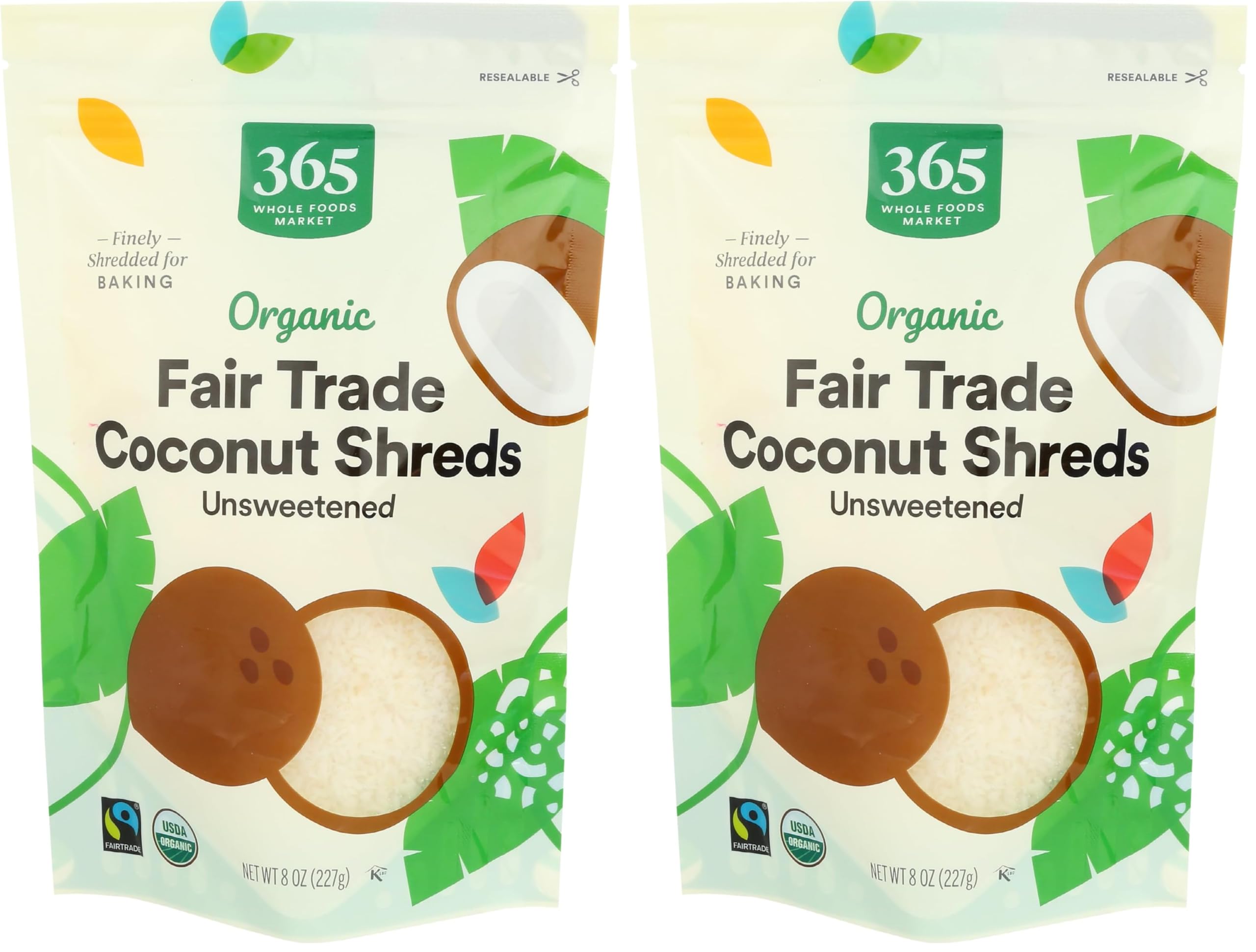 365 by Whole Foods Market, Organic Shredded Coconut, 8 Ounce (Pack of 2)