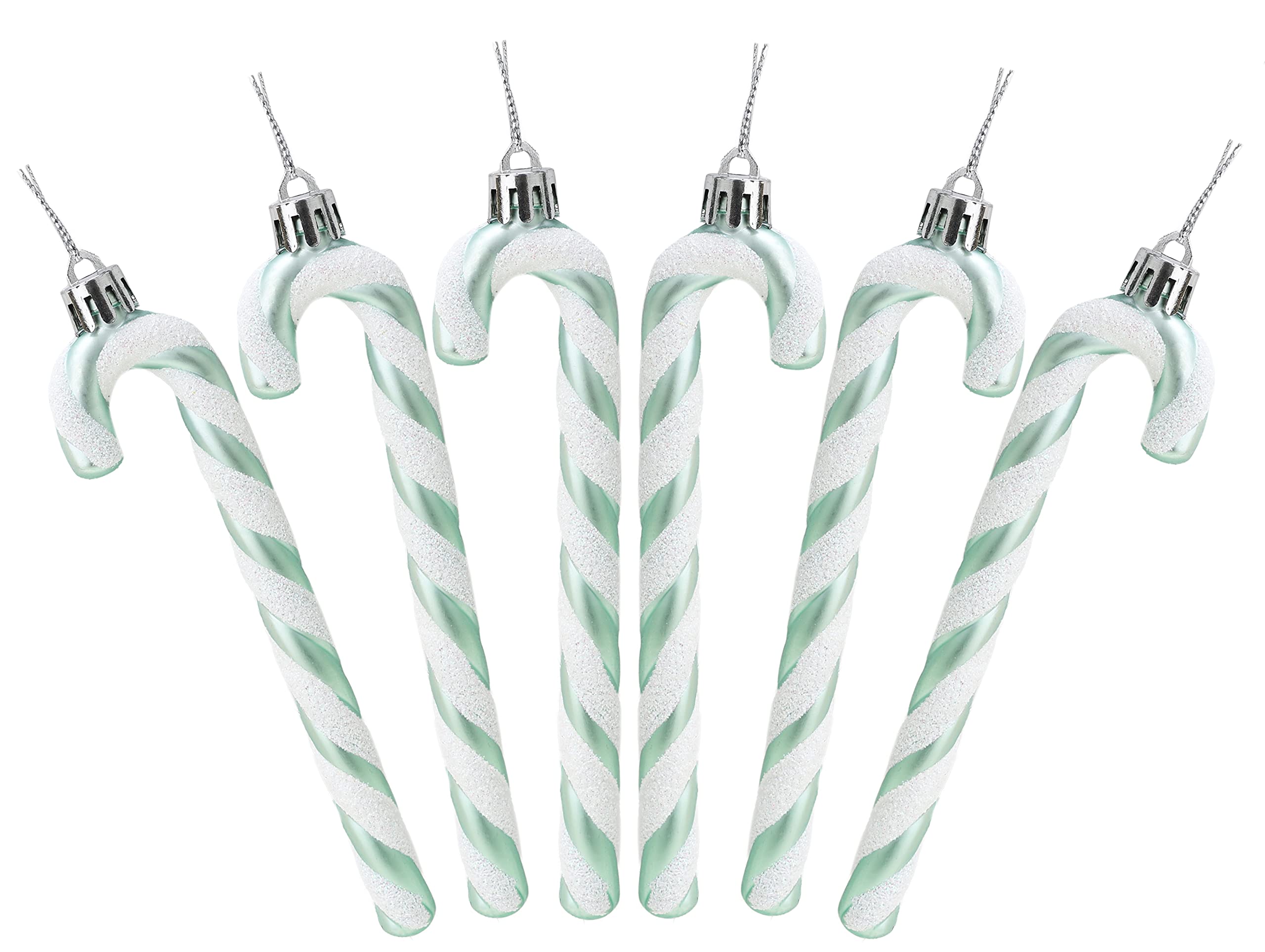 Christmas Concepts Mint Green Christmas Concepts® Pack Of 6-13Cm Glitter Candy Cane Christmas Tree Decorations (Mint Green)