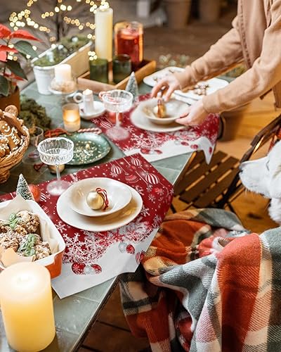 Vista 473 de Juego de 6 manteles individuales rojos para el día de San Valentín, diseño de corazón de San Valentín, resistentes al calor, lavables, manteles