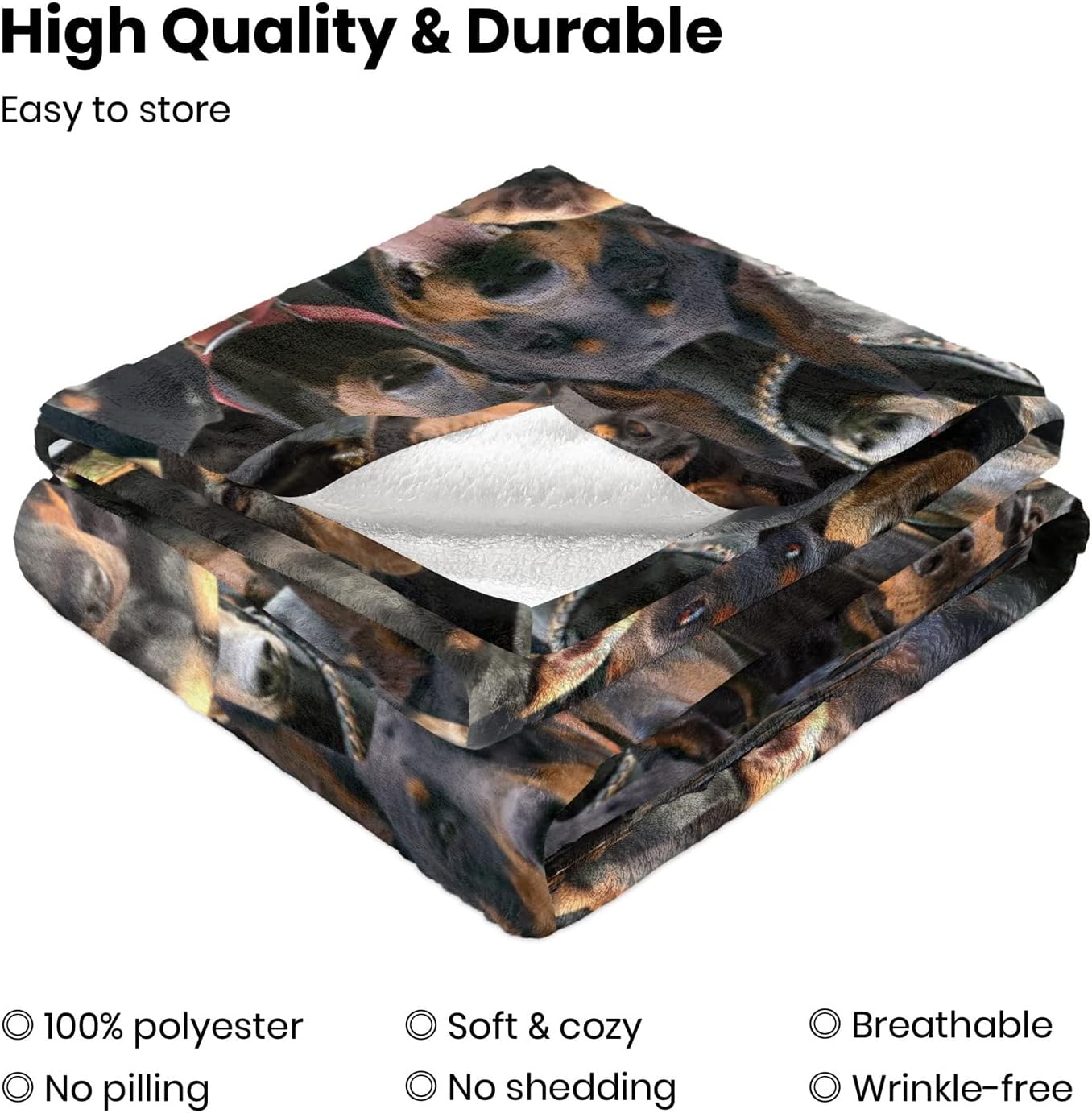 Doberman Pinscher Themed Blanket for Bed Couch, Soft Flannel Fleece Throw Blanket for Dog Mom & Lover, Gift for Doberman Parents