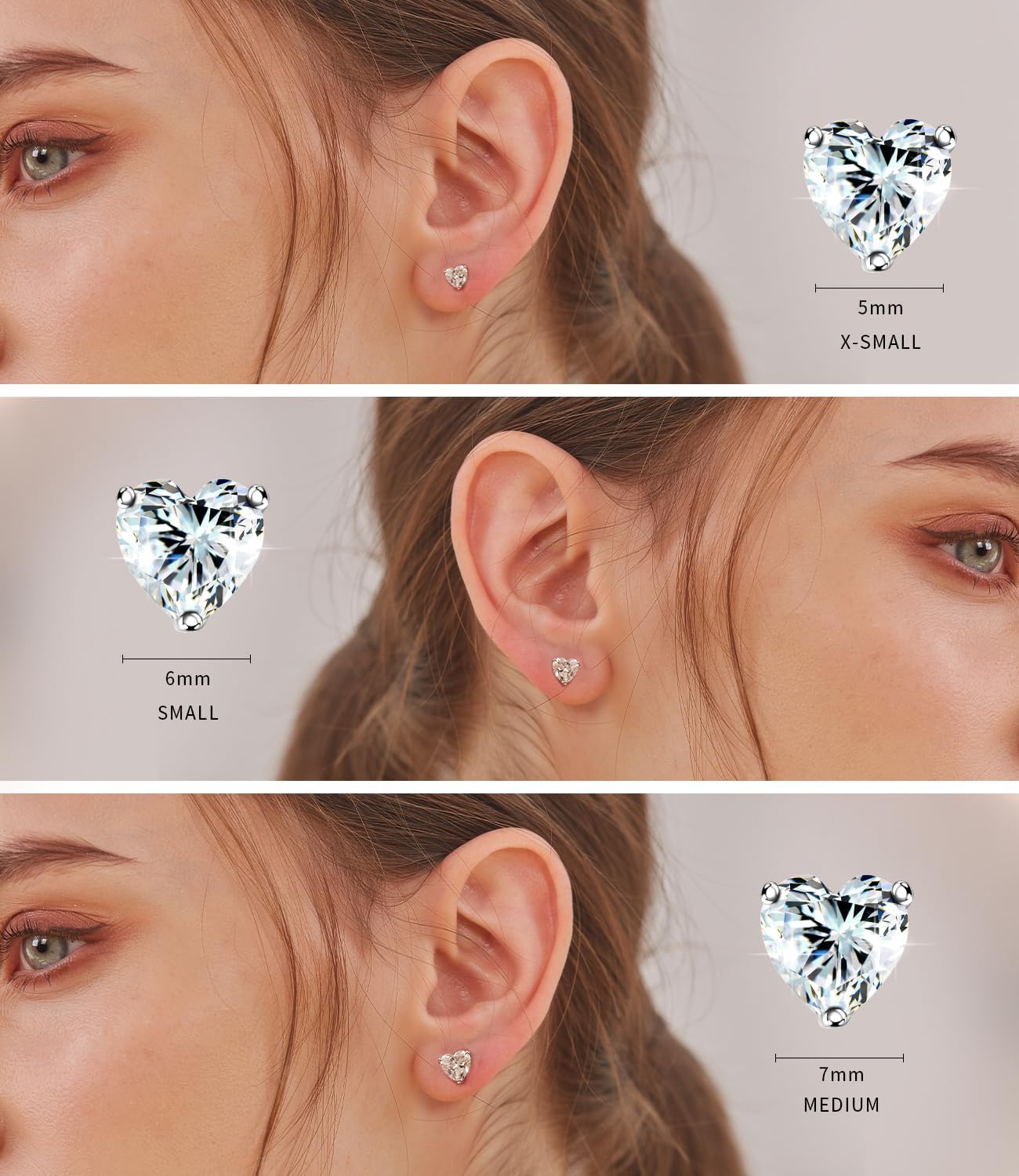 "STUNNING FLAME" Trillion-cut/Cushion-cut/Emerald-cut/Marquise-cut ... 18K White Gold Plated Sterling Silver Cubic Zirconia Simulated Diamond Stud Earrings for Women - Image 6