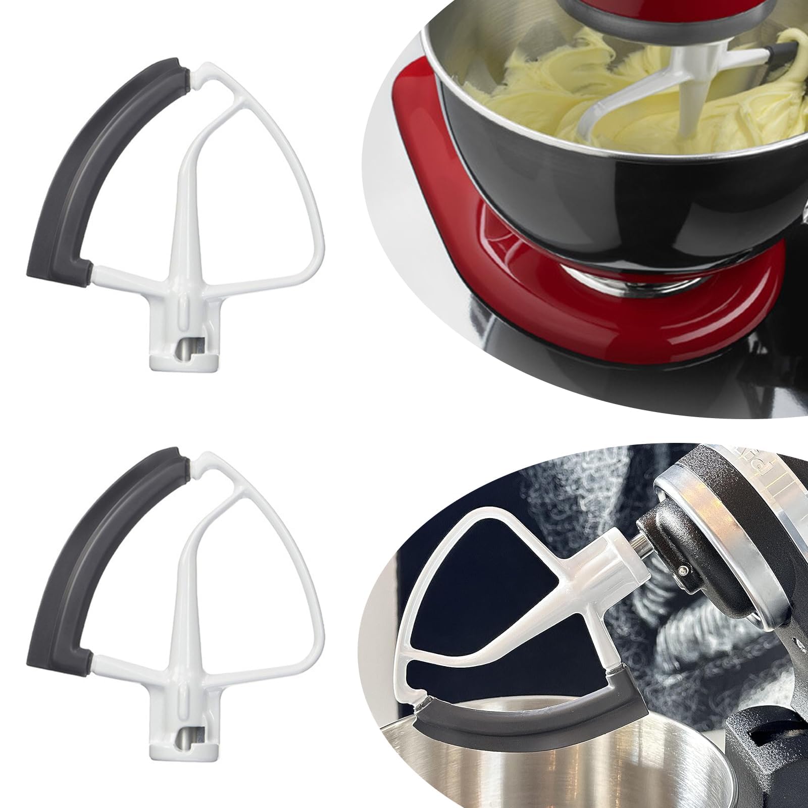 Flex Edge mieszadło do miksera KitchenAid, elastyczne mieszadło płaskie z silikonowymi krawędziami, akcesoria KitchenAid do misek o pojemności 4,5-5 kwart, metalowa nasadka pomocnicza kuchenna
