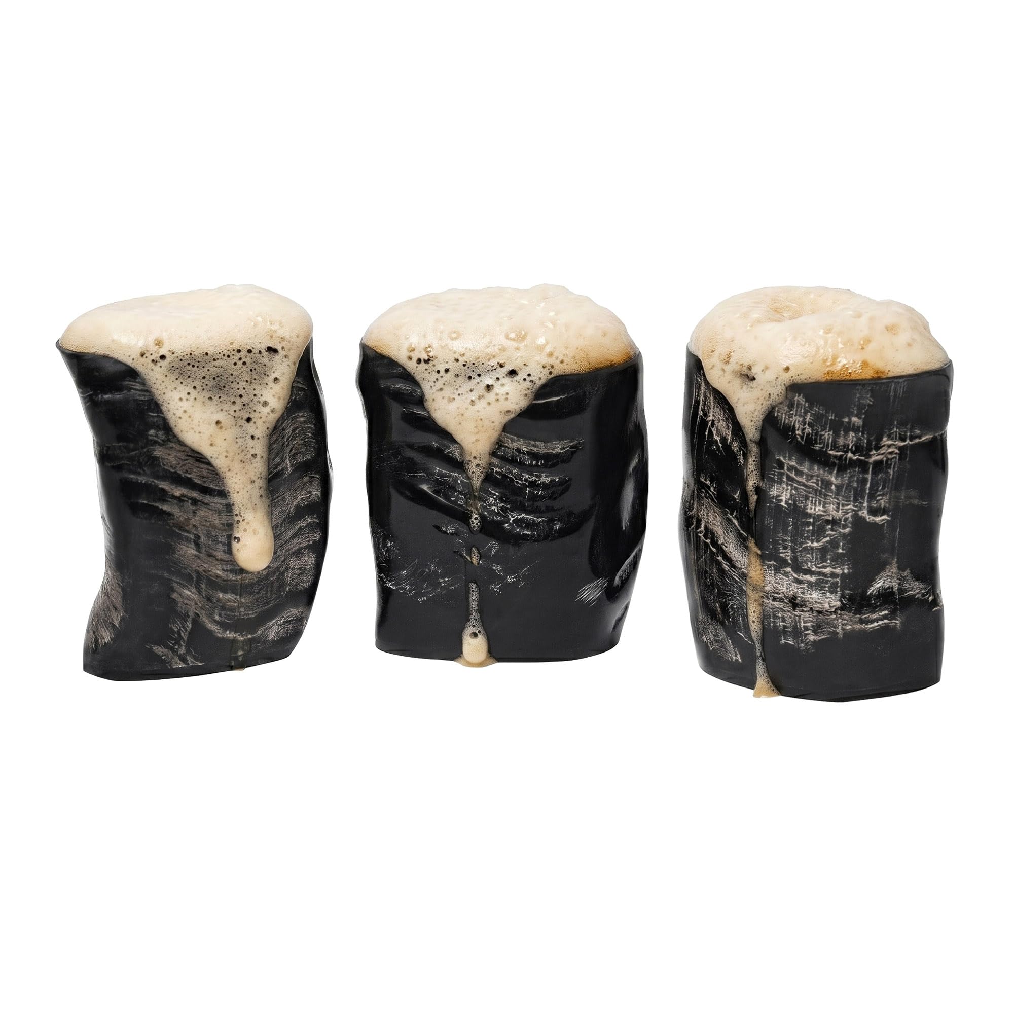 Lord of Battles Viking Drinking Horn Mugs 100% Authentic Handmade Natural Shot Glasses Beer Gift for Him/Her Medieval Stein for Ale, Mead, Whiskey (60-80 ML, Viking Set of 3)