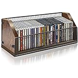 CD Storage Holder CD Case, Wooden CD Organizer Rack, Retro-style CD Rack Shelf Holds Up 32 CDs, Perfect Ideal for Storaging CDs and CD Jewel, Cassette on Destop