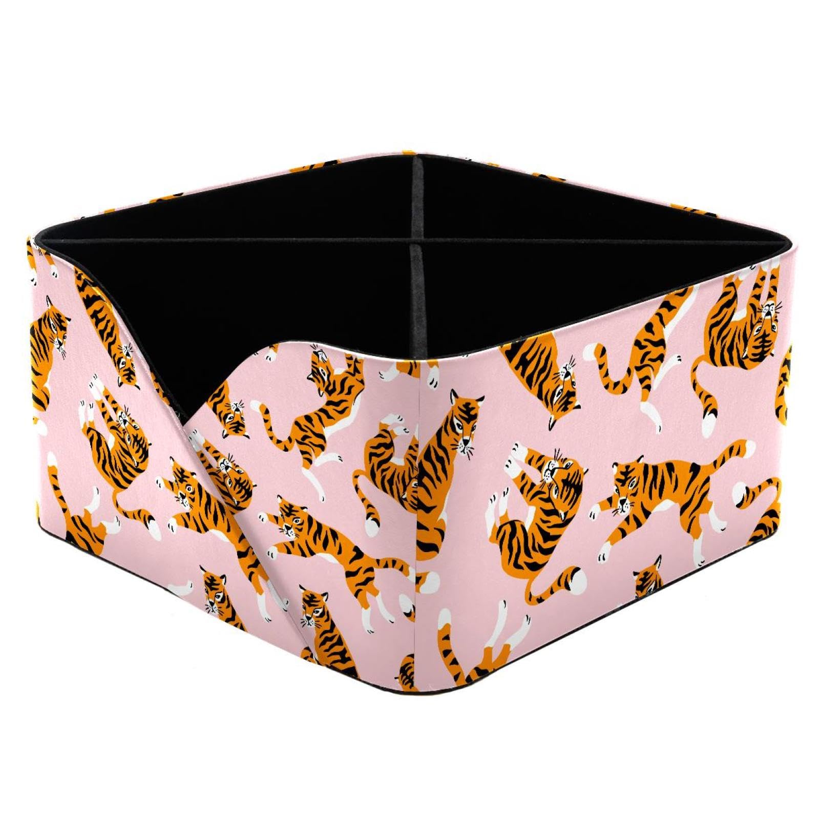 KengjuTesu Tiger Animal King Desktop Organizer Pen Holder, Rectangular Pencil Cup for Office, Study and Makeup Stations