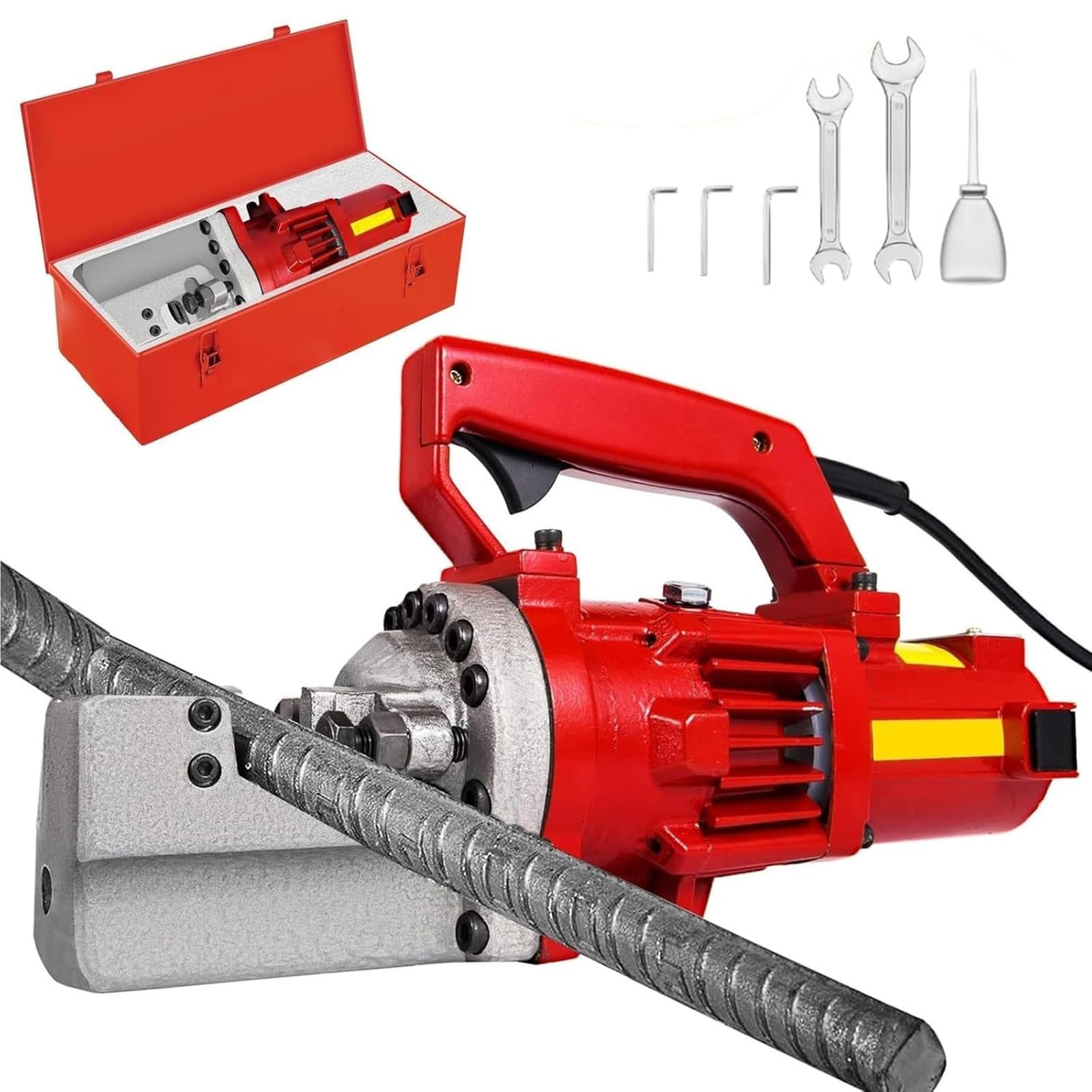 Cortadora Varillas Hidráulica Eléctrica 1250 W, Capacidad De Corte De 4 A 20 Mm, Herramienta Portátil para Corte De Barras De Hierro En Construcción De Hormigón