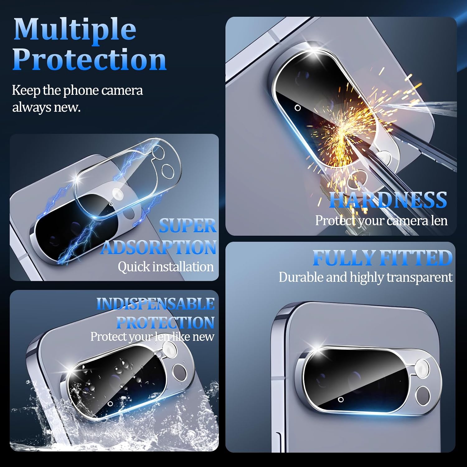 3 Pack Camera Lens Protector for Google Pixel 10 Pro,Tempered Glass,9H Hardness,Anti-Scratch,Case Friendly[Does not Affect Night Shots]