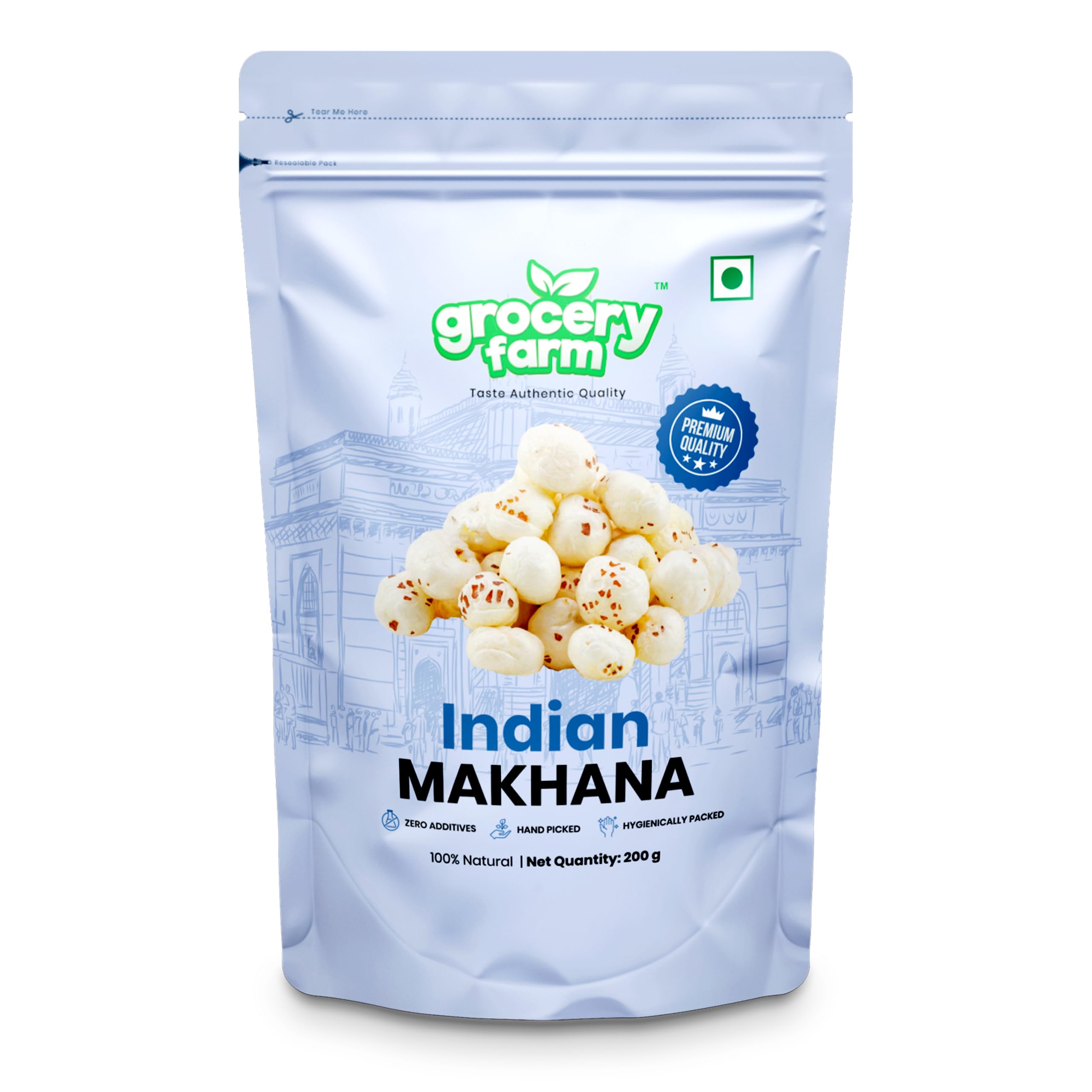 Grocery Farm Indian Makhana 200gm | Nutritious Lotus Seeds | Low-Calorie, High-Protein Fox Nuts l Gluten-Free & Vegan Phool Makhana | Perfect for Healthy & Tasty Snacking (B0CFFRDLP9) Amazon Price History, Amazon Price Tracker