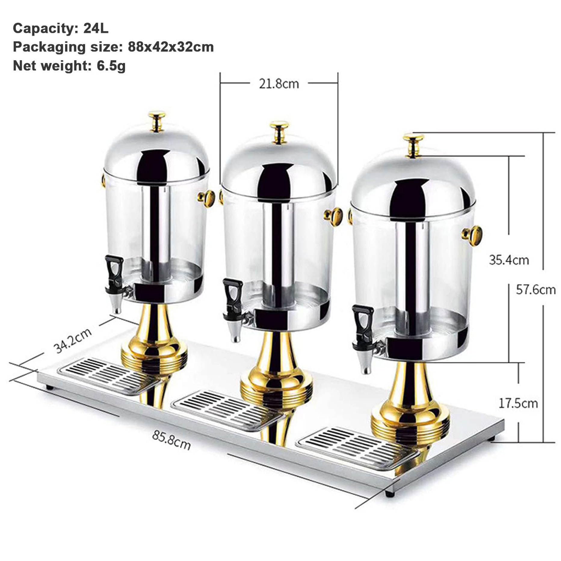 Dispensador de bebidas comercial, dispensador de bebidas de acero inoxidable de 24 L para fiestas, bufés de desayuno y bares, ideal para hoteles y eventos de catering