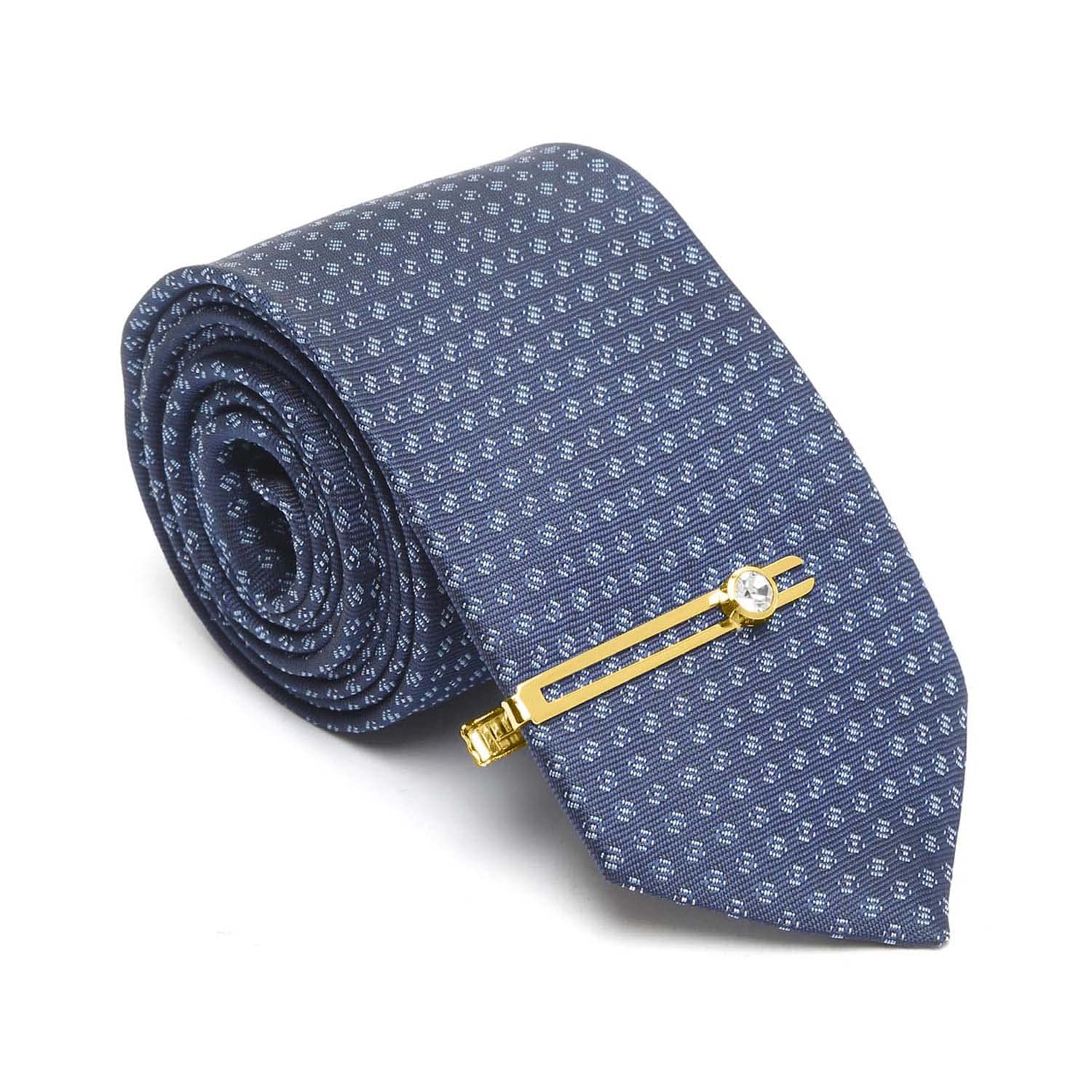 MUTAQINOTI Mens Psychedelic Blue Woven Premium Silk Necktie With Pocket Square Golden Tie Pin (TEGP) 2