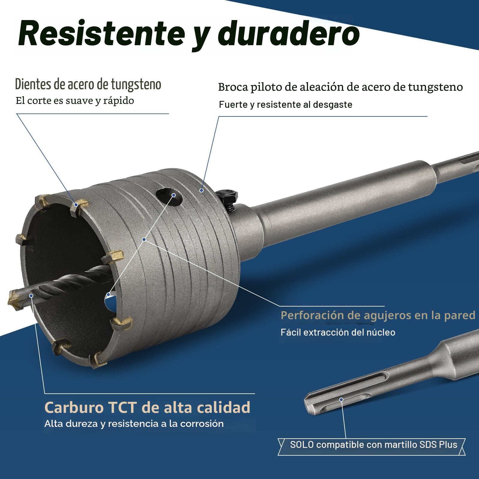 68mm Brocas Sierra Perforadora Hormigón, Lytool Brocas SDS Plus Hormigon con Barra de Conexión de 220 mm, para Cemento, Ladrillo, Piedra, Pared