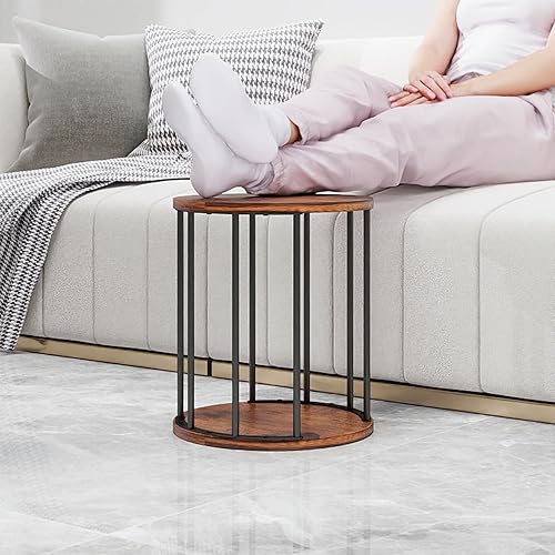 Miniatura 8 de HDANI Juego de 2 taburetes de madera para niños, adultos, capacidad de carga de 300 libras, taburete redondo de madera para jardín, taburete pequeño