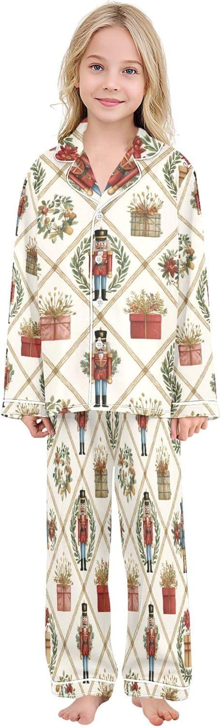 Silk Pajama Sets Long Sleeve Pajamas Soft Sleepwear 2 Piece Pjs Set