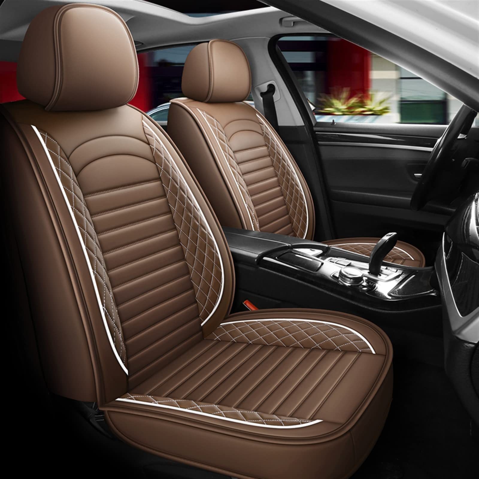 WILSEM Housse De Siège De Voiture Accessoires De Voiture Intérieur Décoratif Housses De Siège Avant Et Arrière pour Jeep pour Commander pour Cherokee 5 Sièges Coussins Siège (Color : Browm 5 Seat)