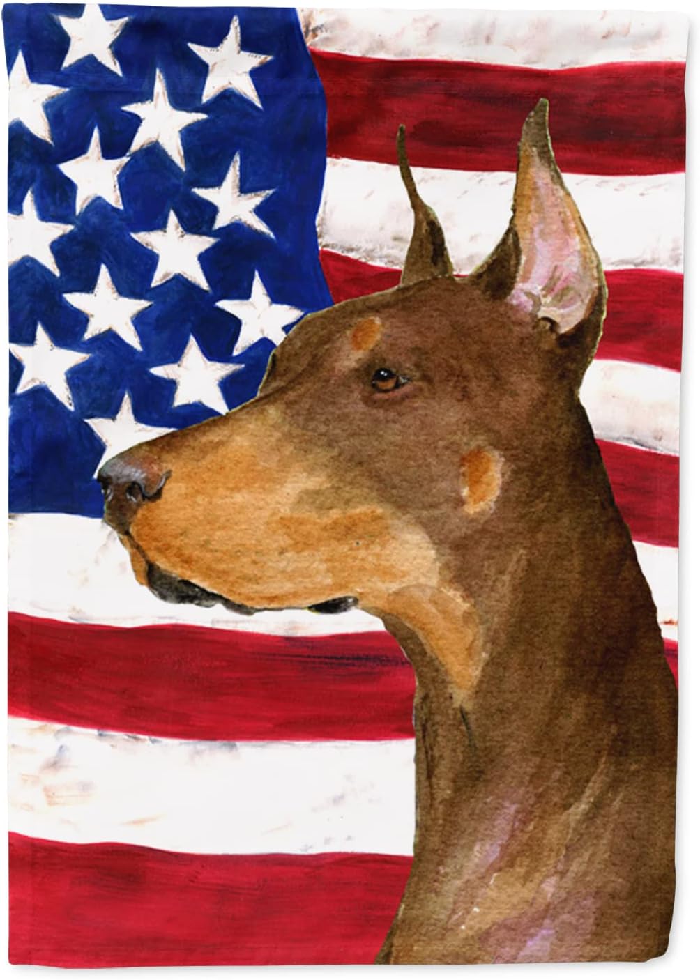 Caroline's Treasures SS4224CHF USA American Flag with Doberman Flag Canvas, Large, Multicolor