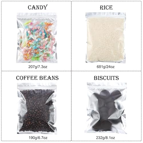 Miniatura 16 de Bolsas de papel de aluminio con cierre hermético resellable, antiolores, 100 unidades, para regalos de fiestas y almacenar comida. Negro -,Negro