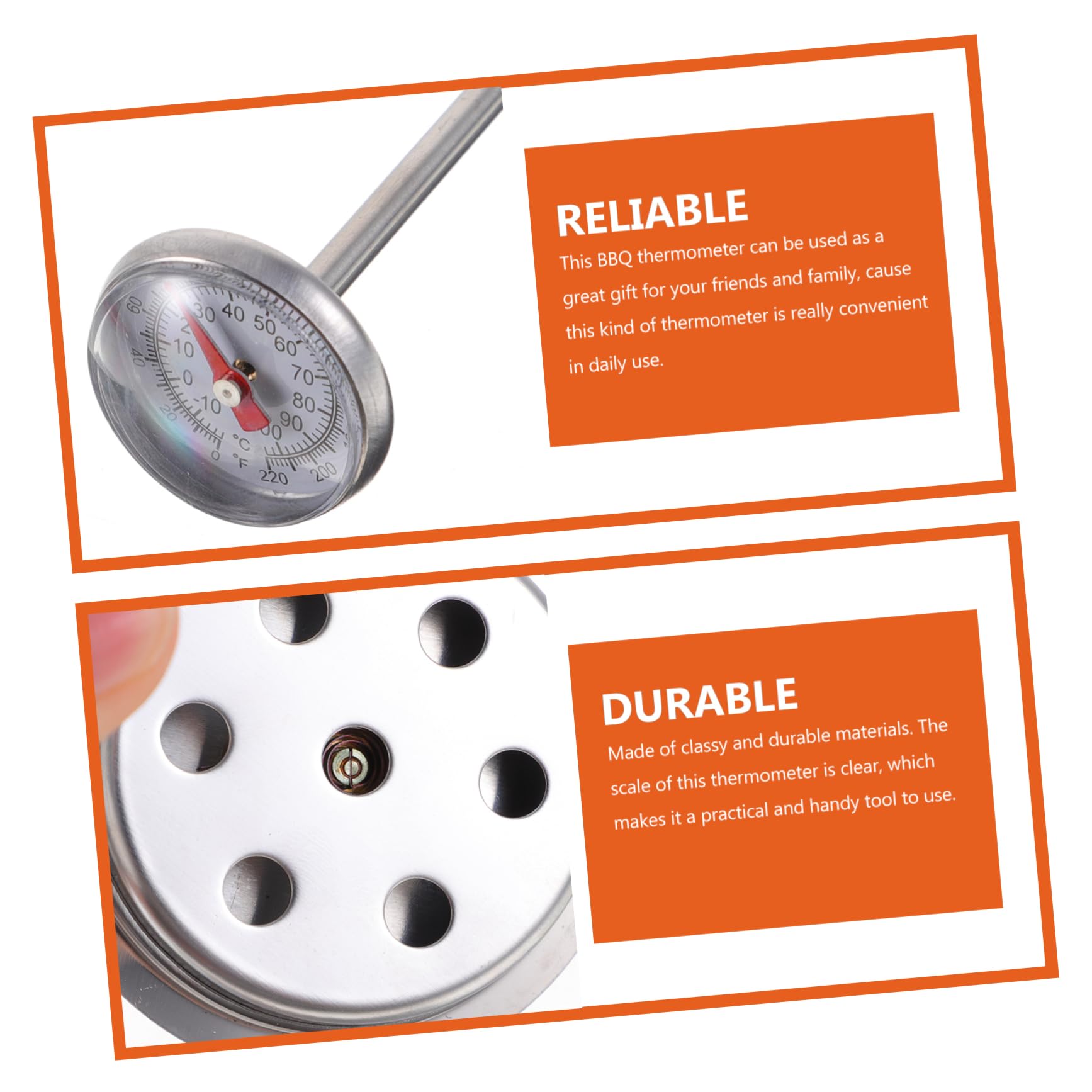 OFFSCH 2pcs Multifunctional Food Thermometer Instant Read Meat Temperature Gauge for Oven BBQ Cooking Grilling Probe Kitchen Thermometers for Beef and More