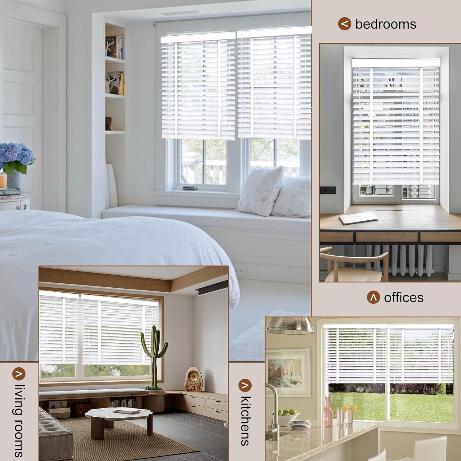 Wood Blinds for Indoor Windows, 2" Slats Blackout & Room Darkening Horizontal Shades, Easy Install for Bedroom, Bathroom, Living Room 36x48inch