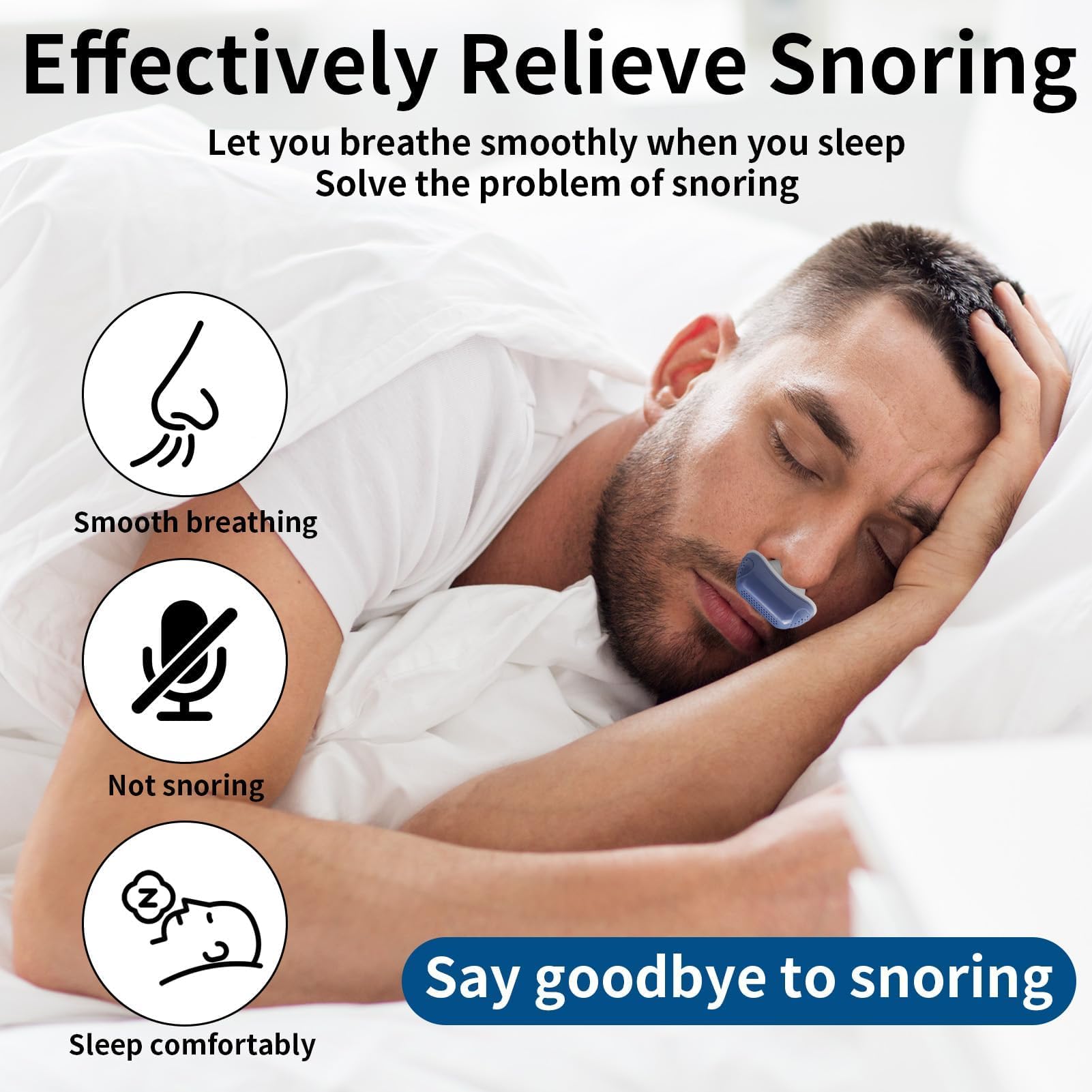Macchina CPAP per Apnea Notturna Silenziosa, Dispositivo Anti-snoring, Mini CPAP Device, Russare per L'aiuto Addormentato, Migliora la Respirazione e Il Sonno Blue
