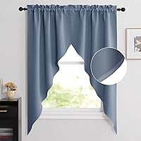Vista 8 de NICETOWN Cortinas elegantes con caída de cascada para dormitorio, cortinas con jareta para barra estilo granja para sala de estar, cortinas rústicas