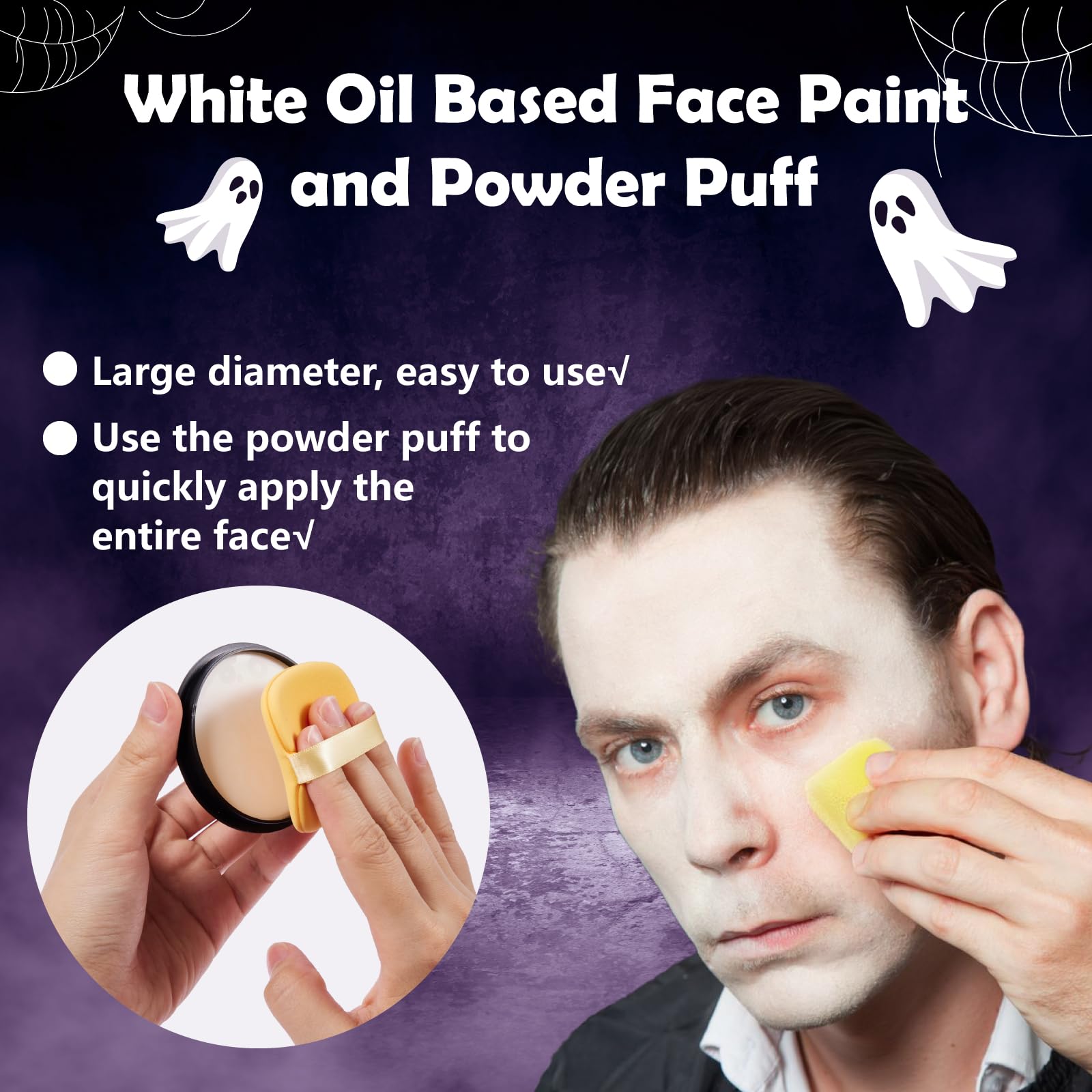 Kit de maquillaje de payaso Joker de Halloween, el kit de maquillaje Joker incluye pintura corporal a base de aceite blanco, rojo, negro y azul y 0.71 onzas de cera de color temporal verde para el 3