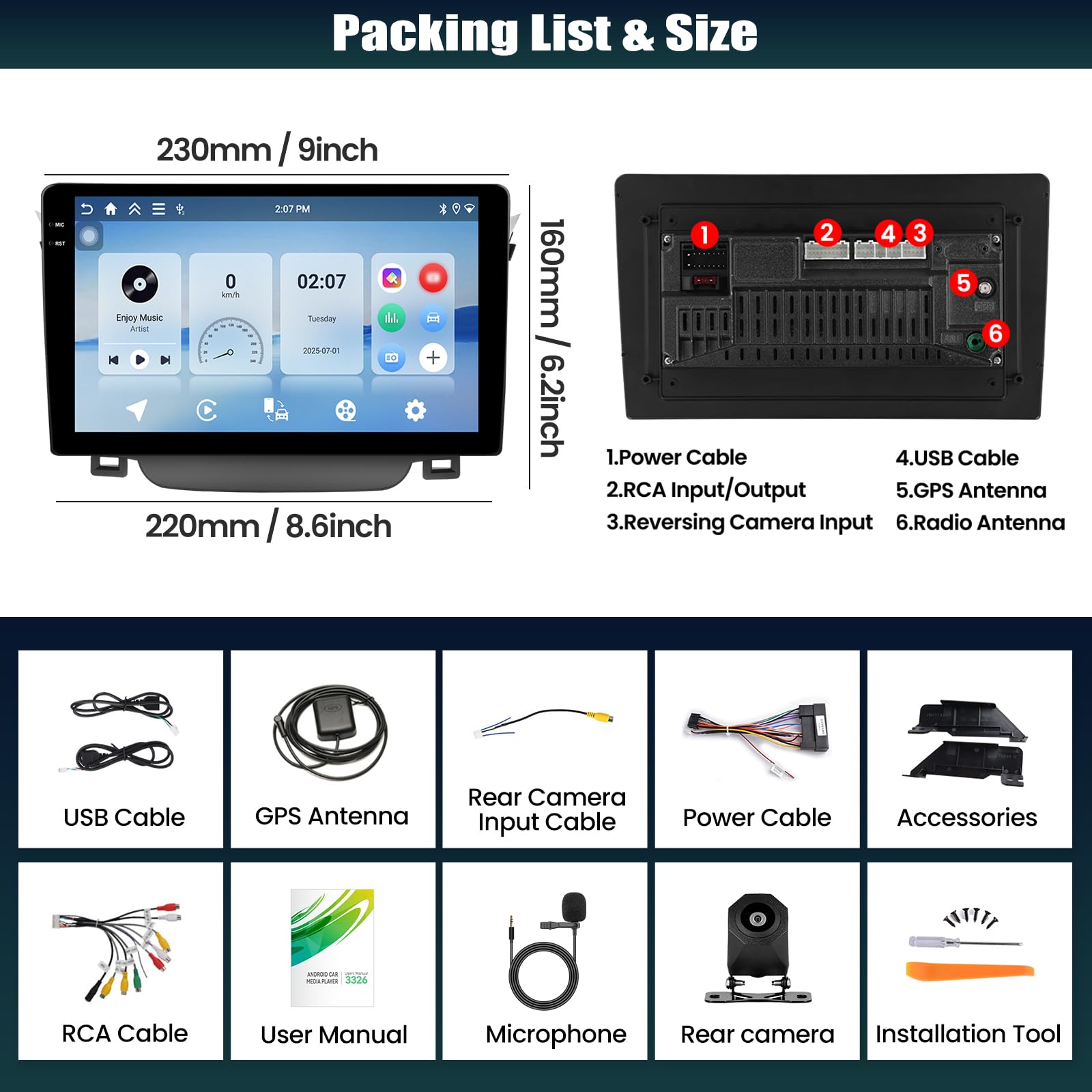 CAMECHO 4+128GB 9 Pulgadas Android 15 Autoradio para Hyundai i30 2011-2015, Radio Bluetooth con GPS Wi-Fi CarPlay Inalámbrico, Android Auto RDS FM Mirror Link y Cámara Trasera, Pantalla Táctil Incell
