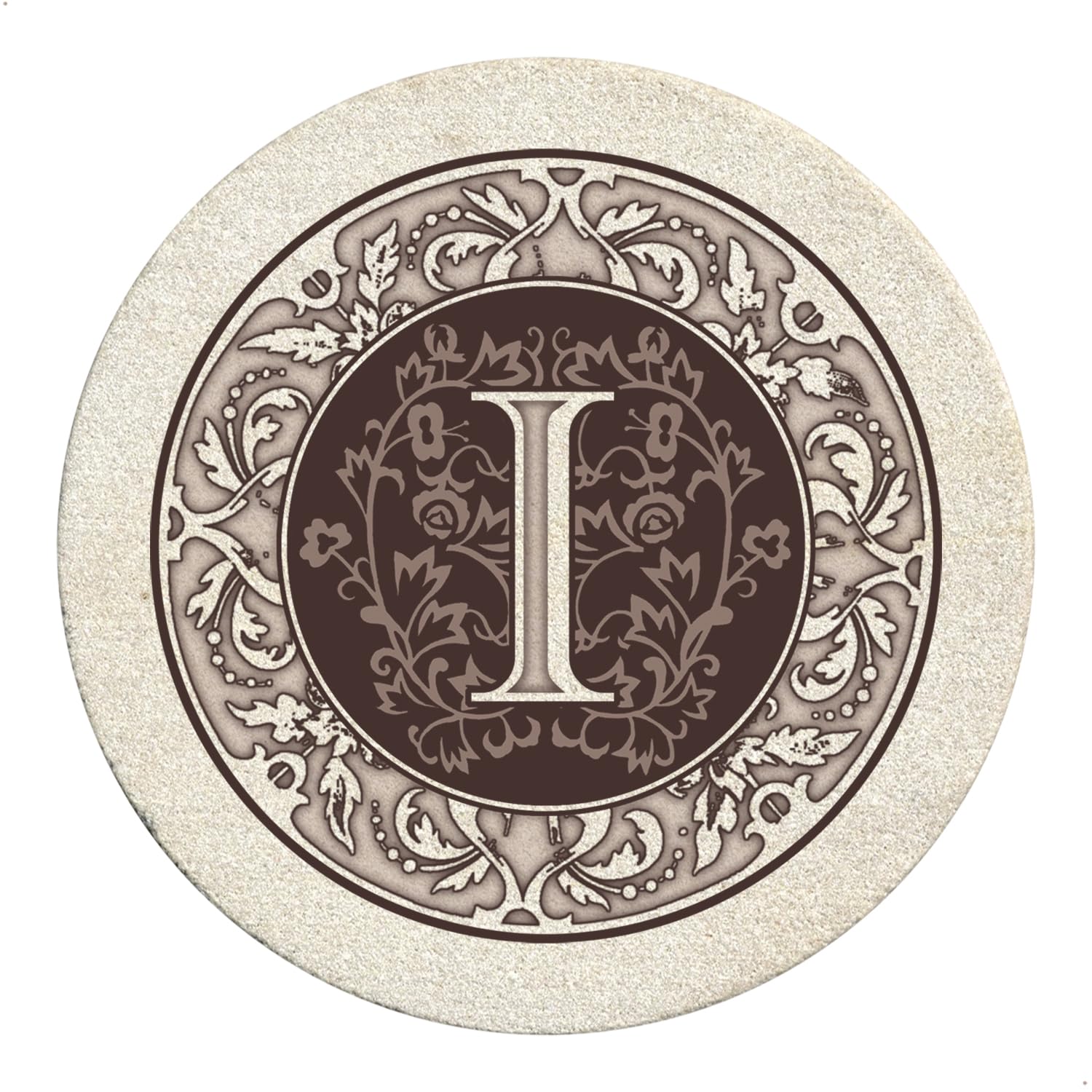 Thirstystone Monogram Letter “I” 4 Pack Sandstone Coasters Manufactured in The USA Decorative Absorbent Easily Wipes Clean