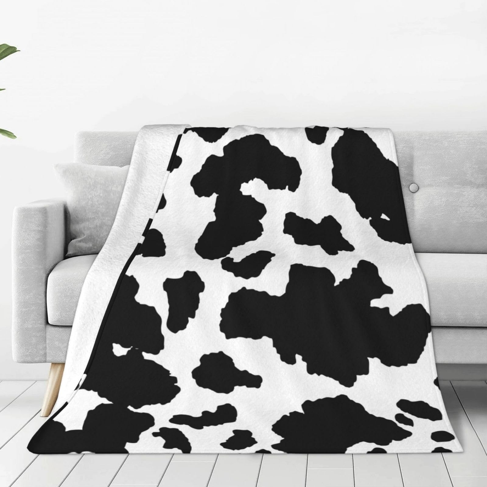 Cute Animal Throw Blanket, Cow Print Skin Soft Warm Fleece Blanket Fluffy Plush Flannel Blanket For Bed Sofa Couch Home 76x102cm