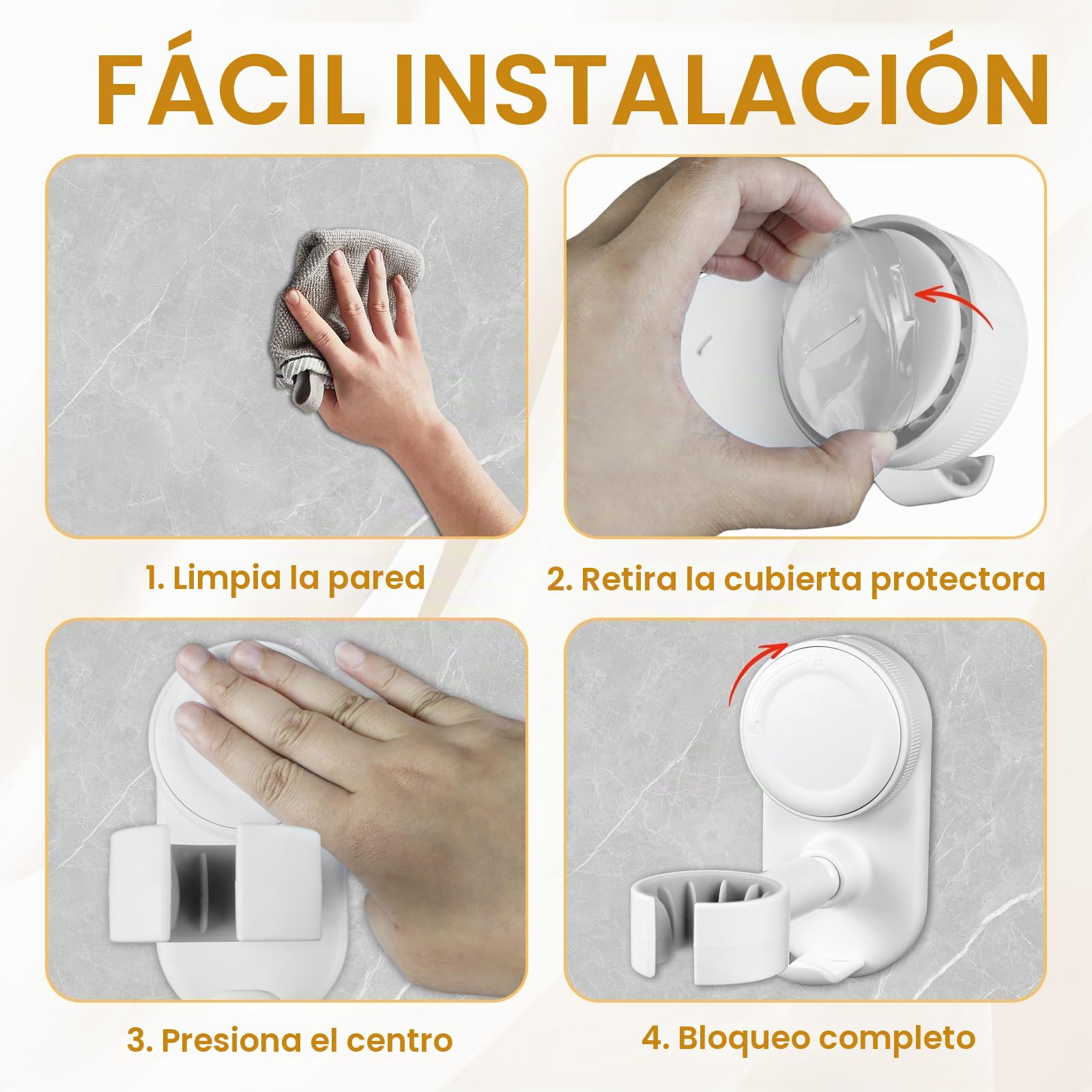 Soporte Secador de Pelo, Soporte Secador con Ventosa Manos Libres, Ajustable Giratorio de 360° Hair Dryer Holder para Baño Adecuado para la Mayoría de Secadores, Puede soportar Carga 7,5 kg