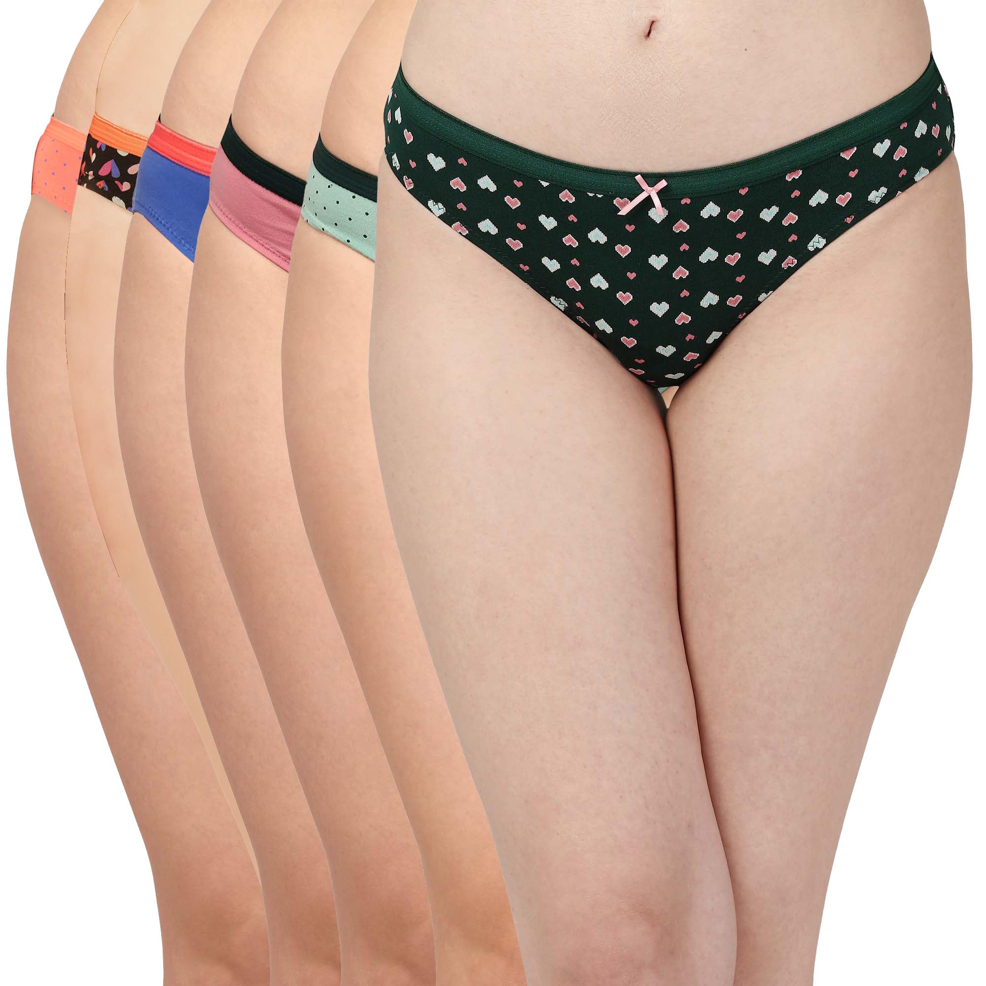 soie Women's Mid Rise Medium Coverage Solid and Printed Cotton Stretch Brief Panty (Pack of 6)-picture-11