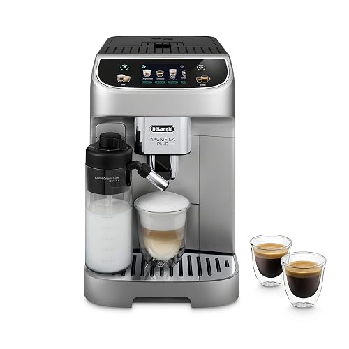 De'Longhi Magnifica Plus Automatic Espresso Machine, Milk Frother, Silver | #1 Worldwide Espresso Machine Maker, 18 One-