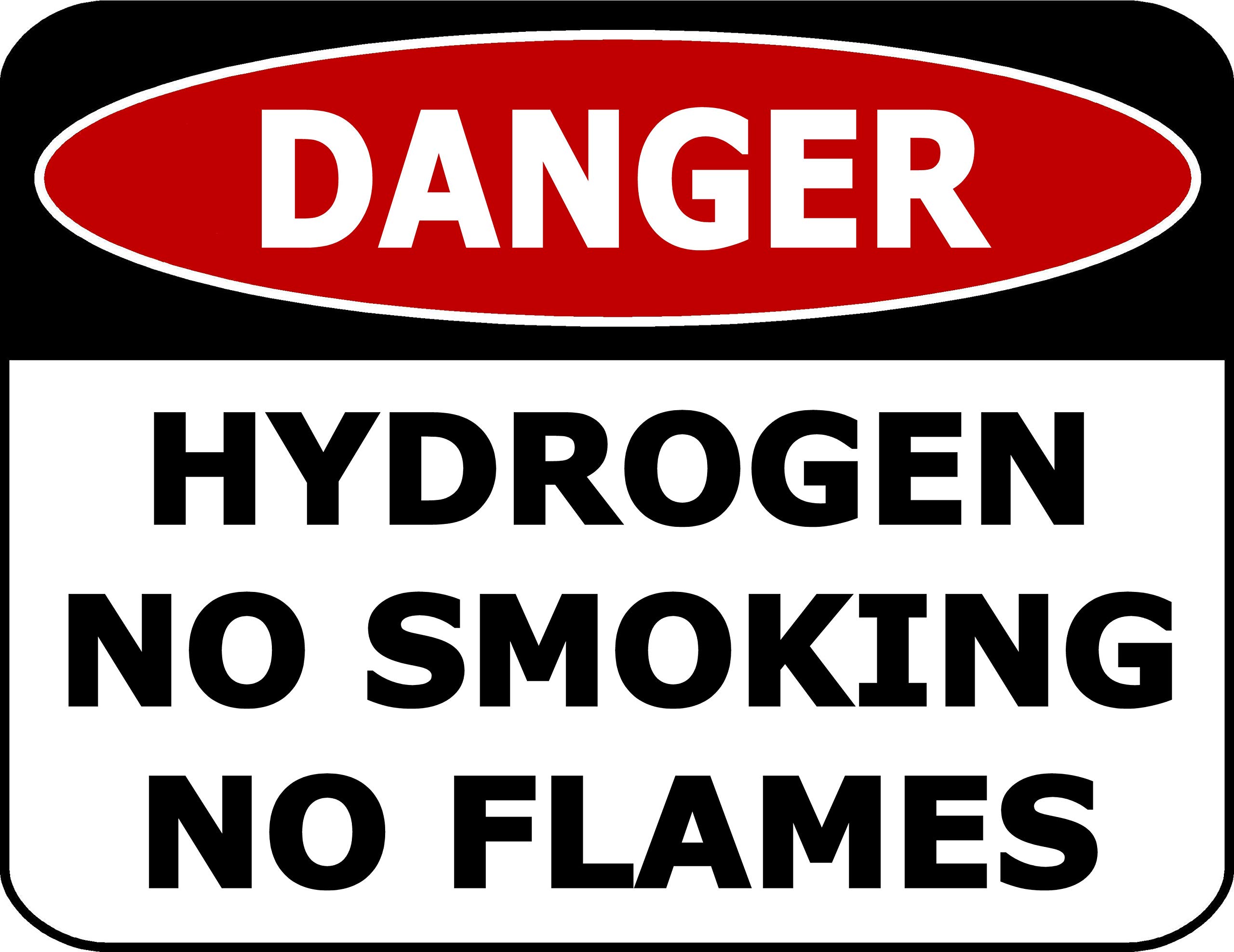 Aluminum Flammable Gas Safety Warning Sign, Hydrogen Storage No Open Flames No Smoking Yard Indoor Outdoor Wall Decor, 12x8 Inches